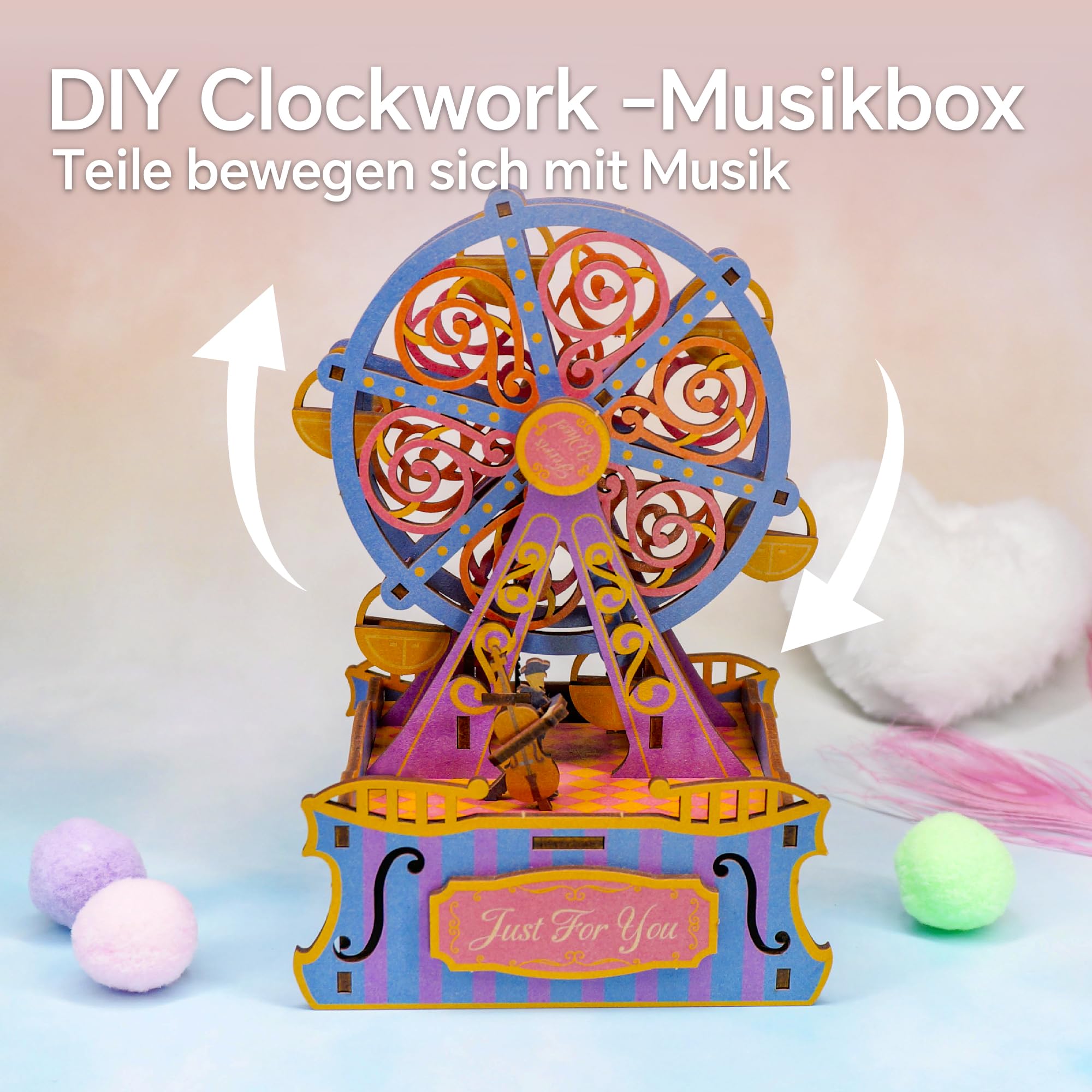 Tonecheer Music Box Wooden 3D Puzzle, DIY Model Kit for Adults