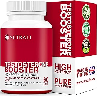 Testosterone Pill - Premium HIGH Strength Testosterone Support with ZINC, MACA & Other Testosterone Boosting Ingredients 1 Month Supply - Made in The UK by NUTRALI