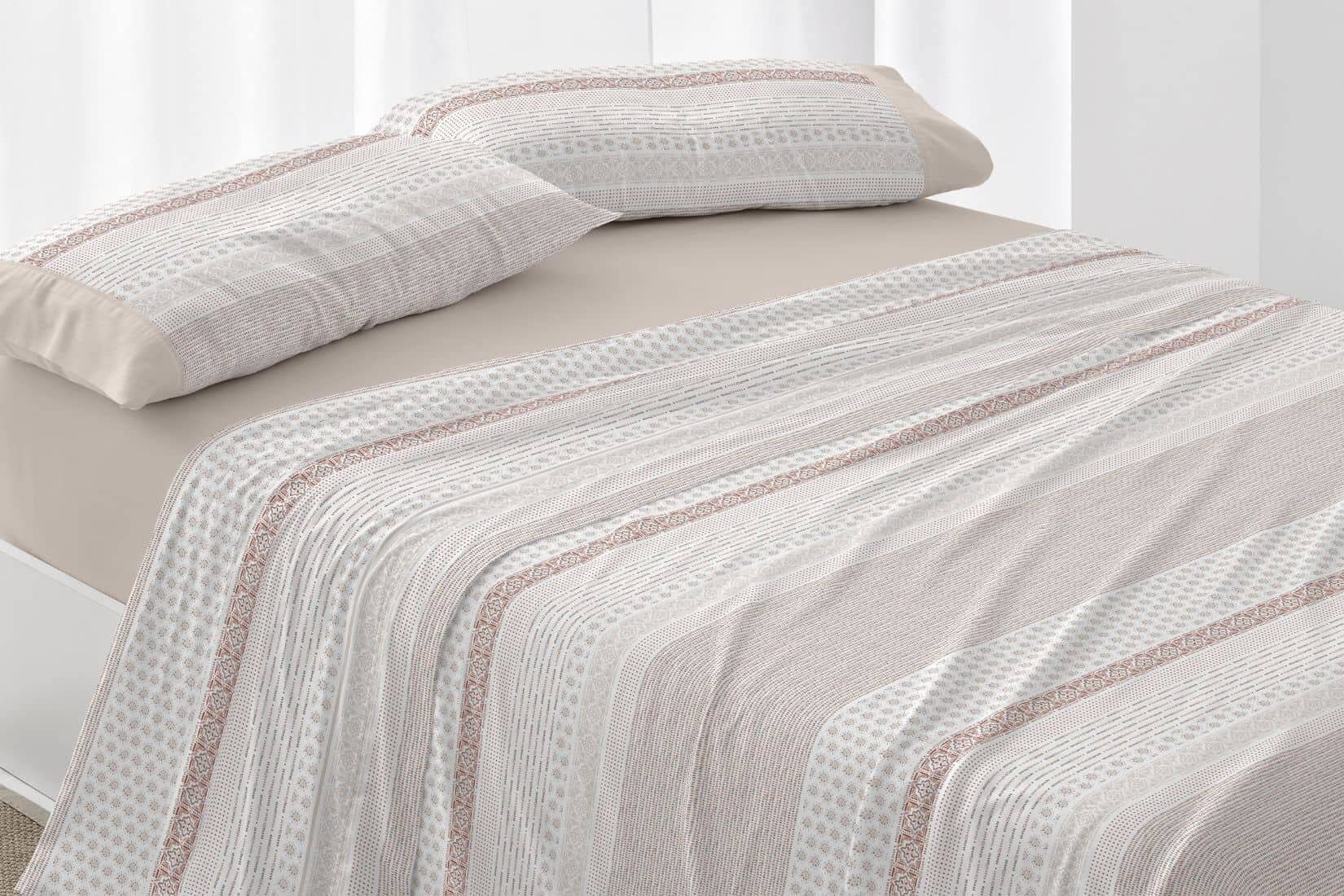 Burrito Blanco│Sábanas de algodón, Cama de 135 (+ Medidas Disponibles)│Tacto Suave│Diseño 618, Color Canela