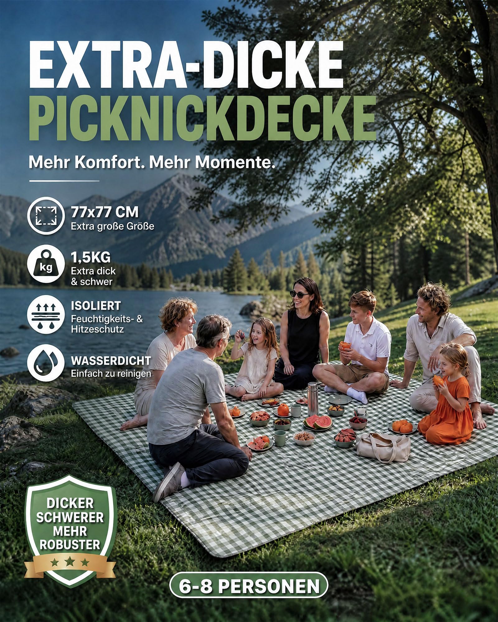 Extra Dick Picknickdecke Wasserdicht Mit Aufbewahrungstasche Stranddecke