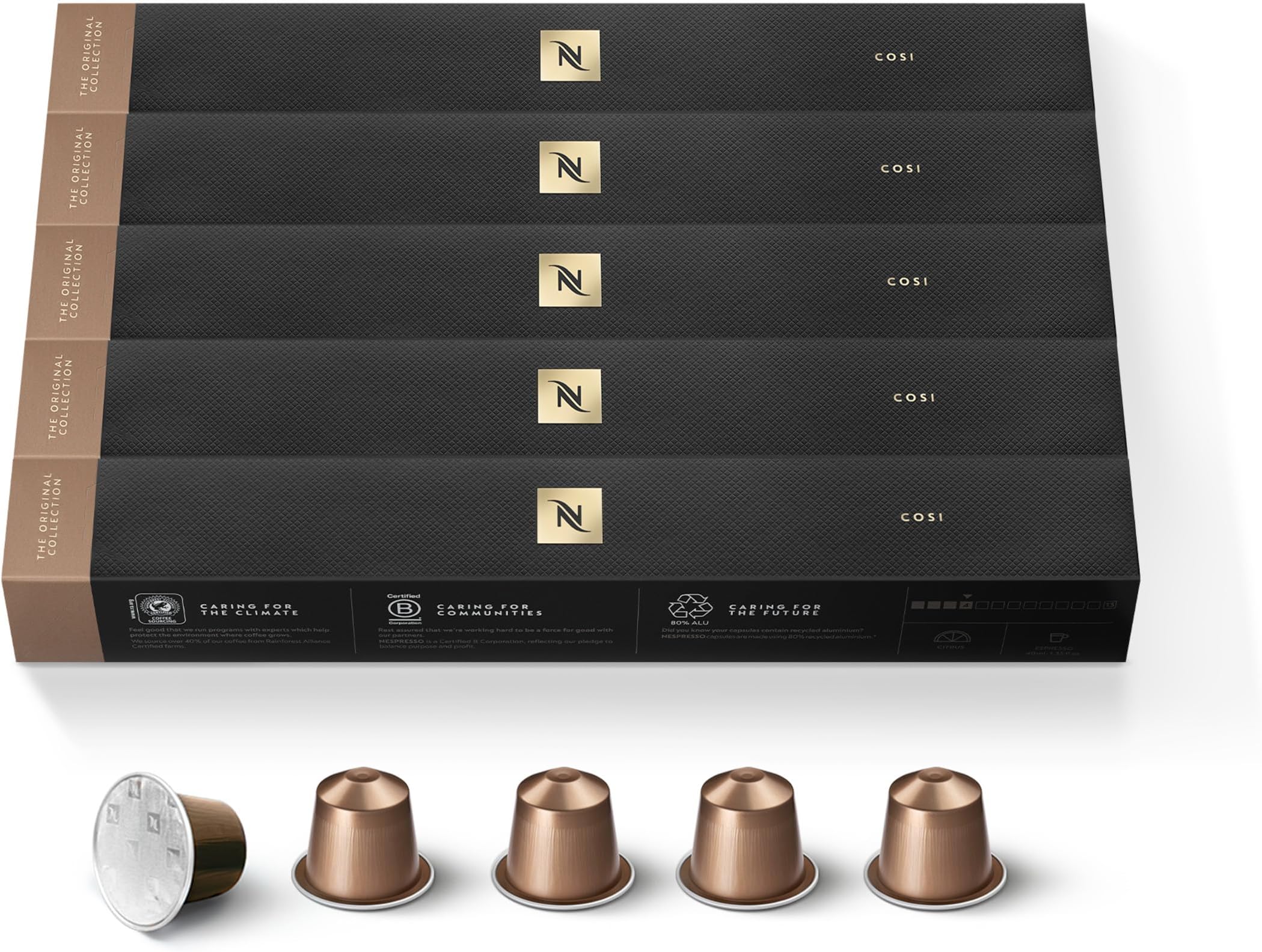 Nespresso Capsules Original Line, Cosi, Mild Roast Espresso Coffee, 50 Count Coffee Pods