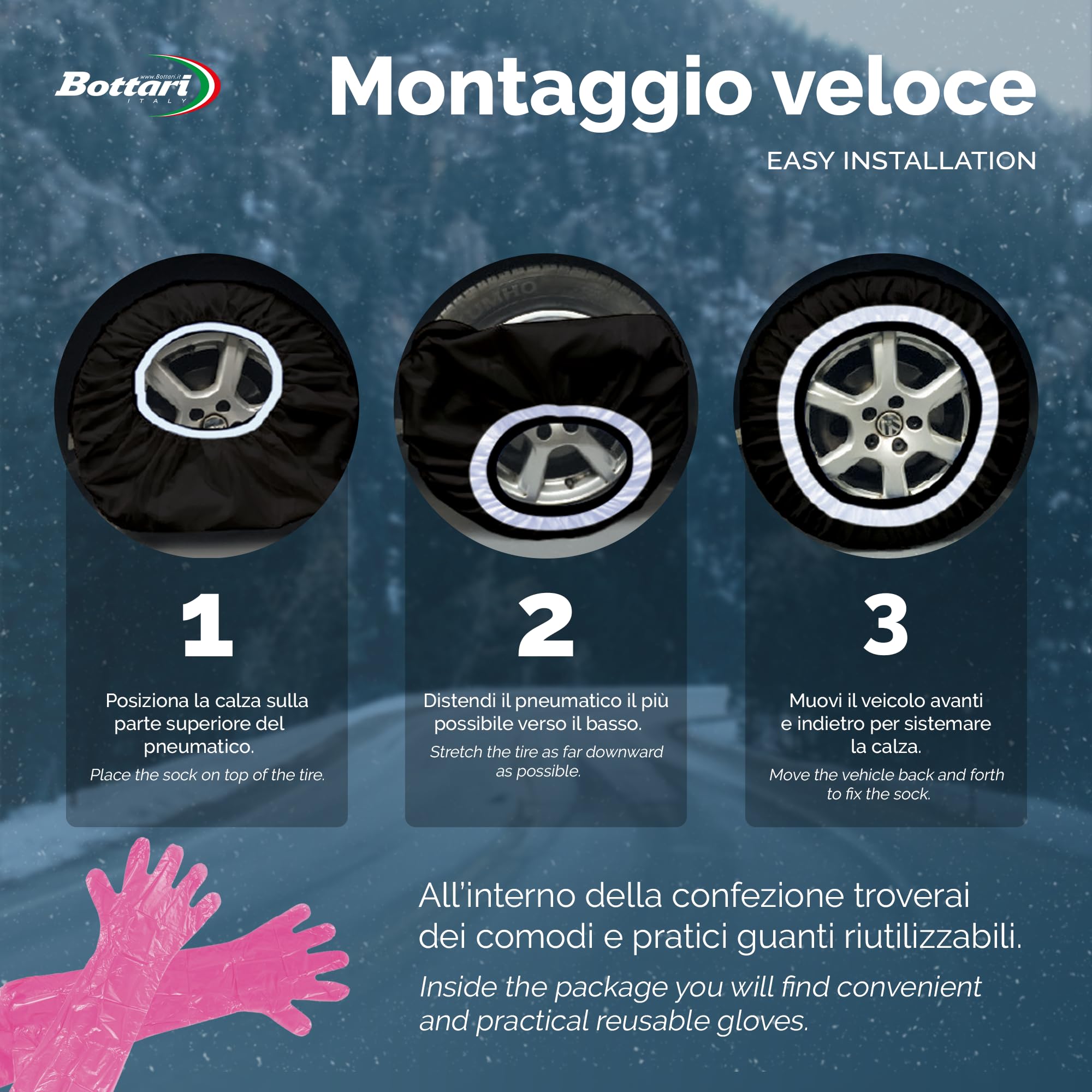 Bottari Calze da Neve Omologate Italia Arctic Socks 2 Calze Taglia M Nero R13-R19