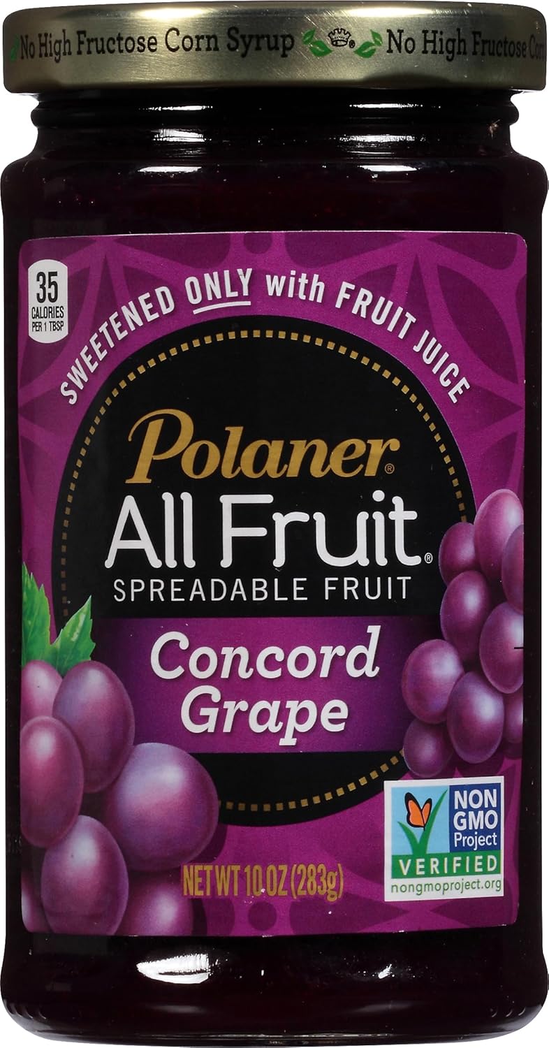 Polaner All Fruit Concord Grape Spreadable Fruit, 10 oz - Pure Fruit Juice Sweetened Jam Alternative