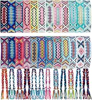 Vista 11 de Henoyso Pulseras tejidas de la amistad a granel ajustables trenzadas de cuerda Nepal con cierre de nudo deslizante, regalo para mujeres y niñas