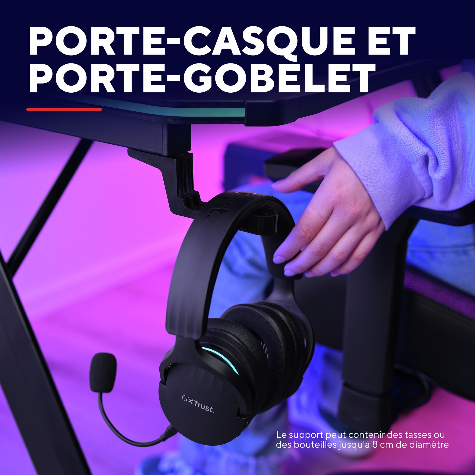 GXTrust Luminus Pro Bureau Gaming 120x60 cm avec LED RGB, Noir