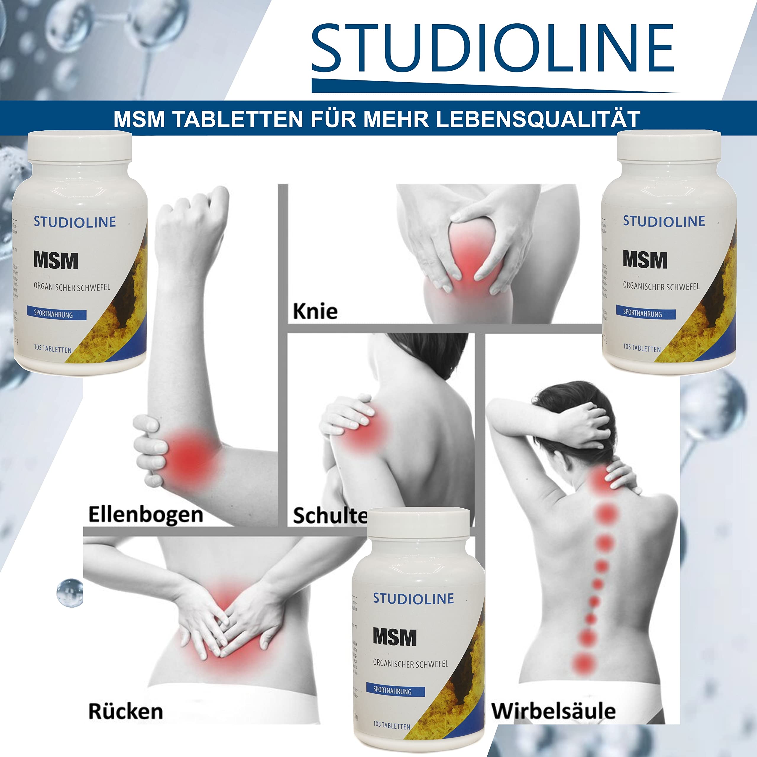 Comprimés MSM | 105 gélules | Dose maximale de 5000 mg dose quotidienne | Soufre organique | Méthylsulfonylméthane
