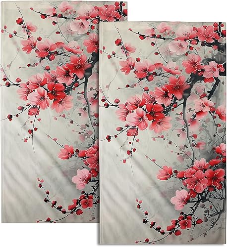 Miniatura 9 de Giwawa Toalla de mano con árbol de Navidad y ciervo, juego de 2 toallas de baño de alce de invierno, color rojo y azul, decoración de toalla de