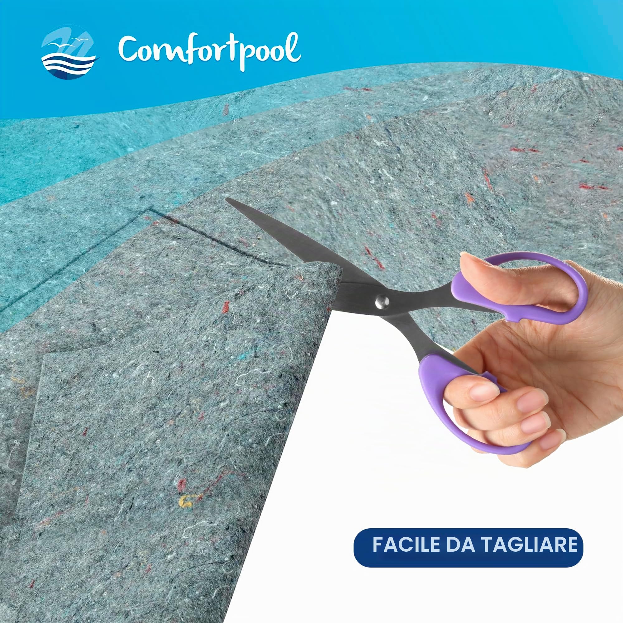 Feltro per fondo piscina | Misura 975 x 488 cm | 200 g/m2 | Sottotappeto | Protezione e isolamento del fondo | Sottopavimento | Telo da terra | Tappetino per piscina