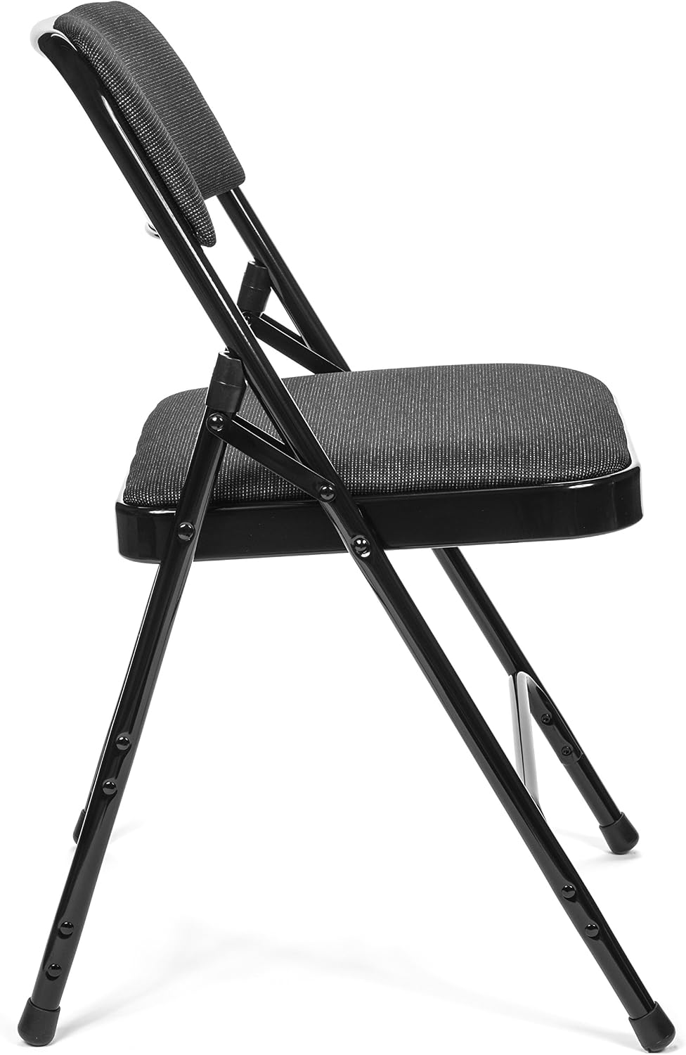 Commercial Fabric Padded Folding Chair, Triple Cross Bracing, Quad Hinging, 300 lb Tested, 4 Pack (Black)
