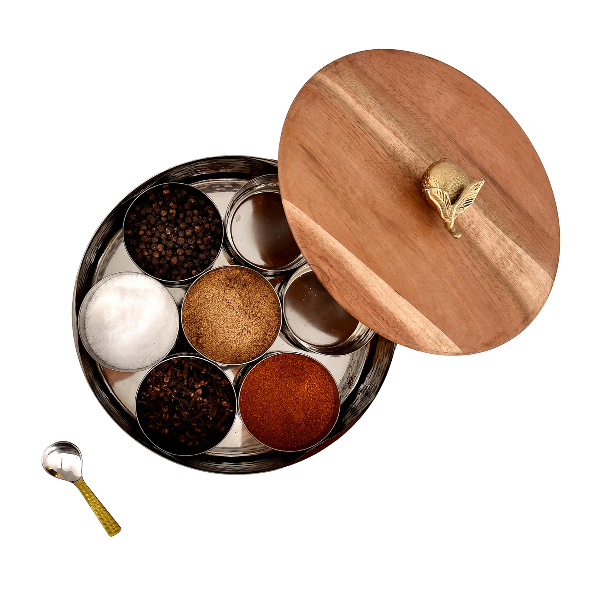 Elan Spice Box - Antique Gold Masala Dabba -7