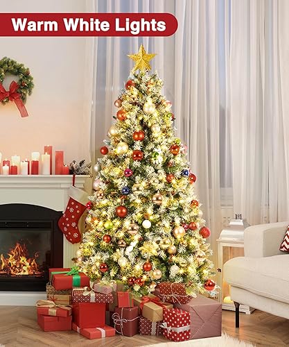 Miniatura 2 de Árbol de Navidad artificial preiluminado de 6 pies, pinos de Navidad con 250 luces blancas cálidas, 818 puntas de rama, 58 bayas, bolsa de
