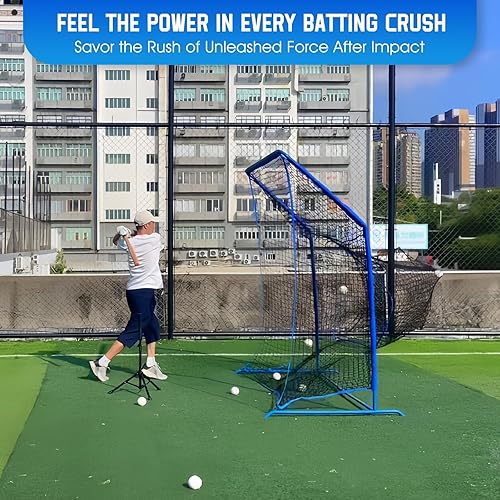 Miniatura 4 de Baseball Softball Net with Blocking System, 7x7ft6x6ft Practice Cage for BattingPitchingFielding, Metal Frame with Elevated Base and Storage Bag for