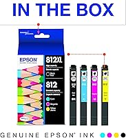 Vista 7 de EPSON, Workforce Pro WF-7310 - Impresora inalámbrica de gran formato y cartuchos de tinta negra T812 DURABrite Ultra Ink de alta capacidad