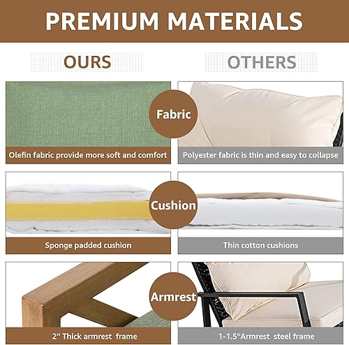 Miniatura 6 de NATURAL EXPRESSIONS Juego de Bistró Mecedora, Juego de 3 Piezas de Muebles de Conversación para Patio Exterior con 2 Mecedoras y 1 Mesa de Centro de