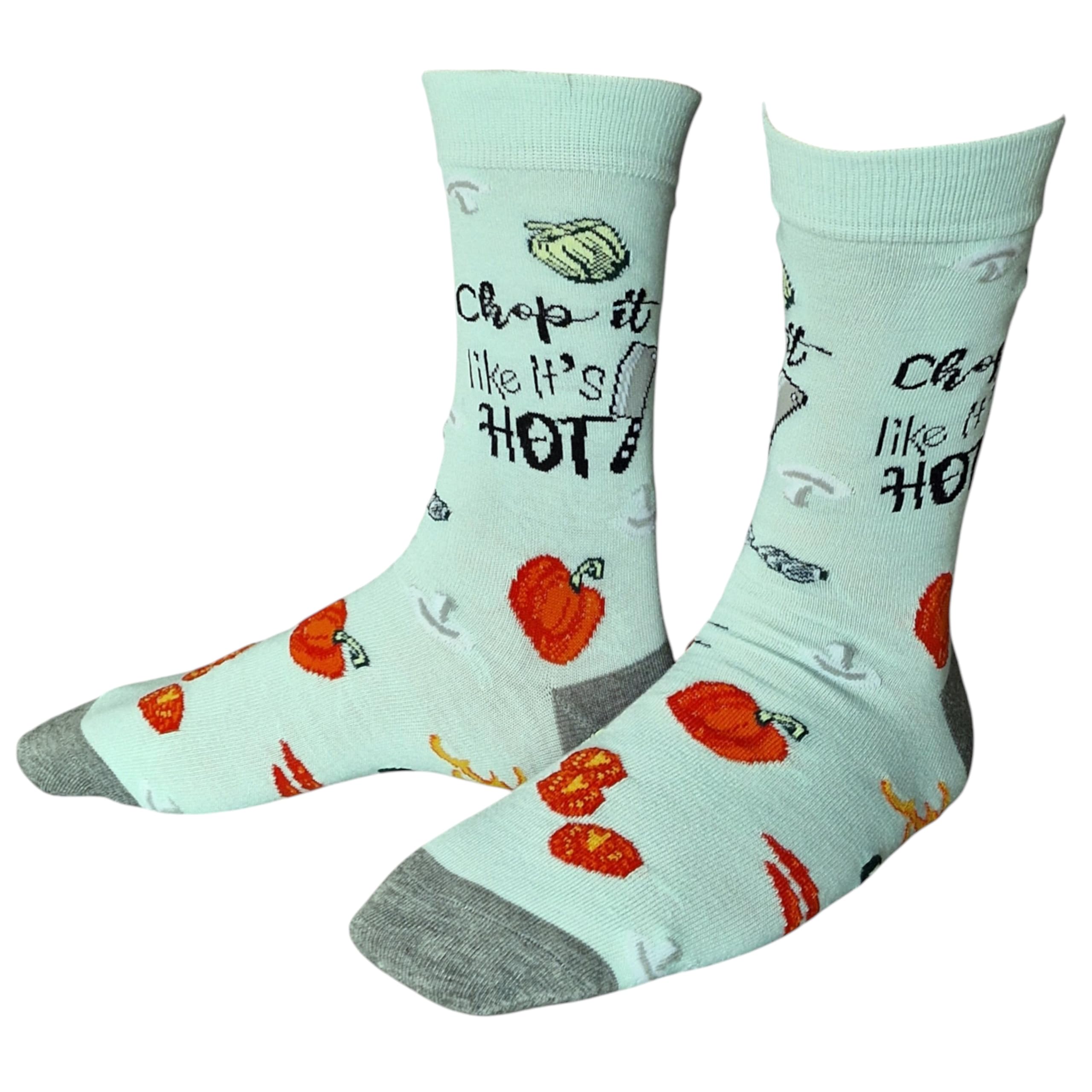Sock Shack Chop It Like It's Hot Chef Mushroom Pepper Vegetarian Mens Blue Socks One Pair