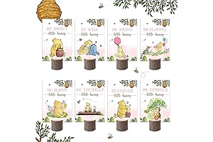 16Pcs Vintage Pooh Bear Baby Shower Centerpieces and Wooden Stands