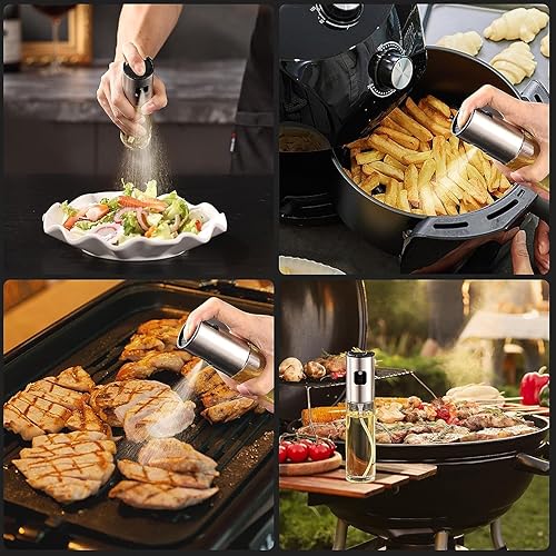 Miniatura 2 de Pulverizador de aceite para cocinar, 3.4 fl oz de vidrio versátil, dispensador de aceite para freidora de aire, vinagre, aceite vegetal, aceite de