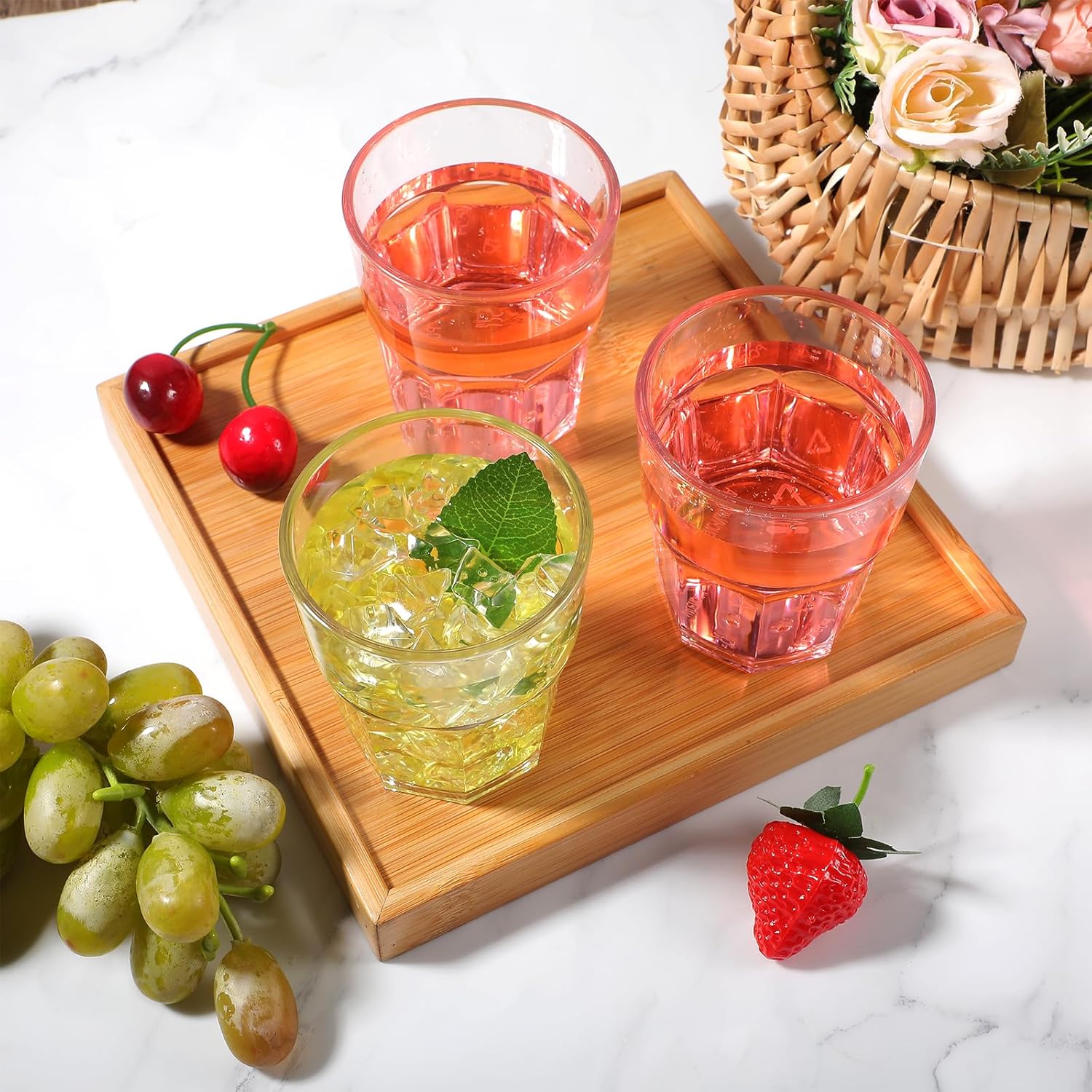 24 Pack Clear Plastic Drinking Glasses, 8 oz Shatterproof Stackable Reusable Water Cups, Unbreakable Tumblers for Juice, Water, Beverages, Coffee - Image 5