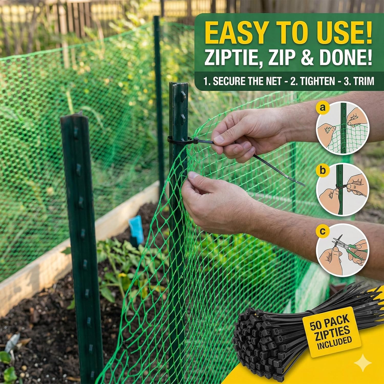 5'x100' Garden Fence Temporary Fence – Plastic Mesh Roll for Garden, Chicken Coop, Deer & Dog Enclosure | UV Resistant, Easy Install & Cut-to-Size Yard Barrier, Green