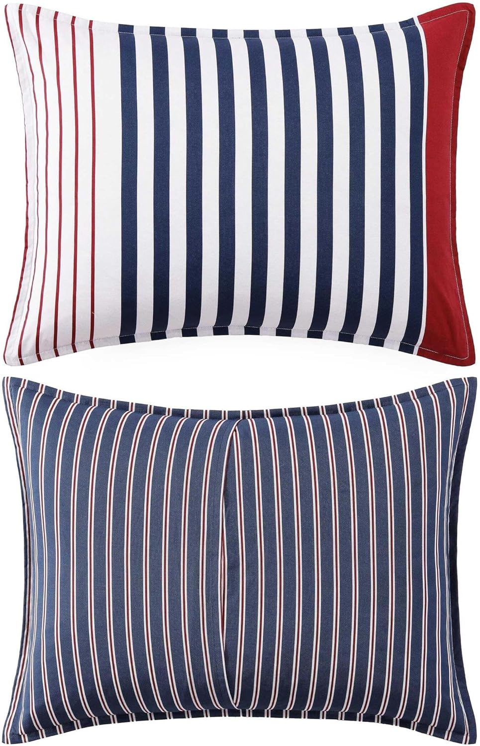 Tommy Hilfiger - Twin Comforter Set, Ultra-Soft Cotton Bedding with Matching Sham, Reversible Design, Medium Weight for Year-Round Comfort, Striped Americana Decor (Brooklyn Blue)