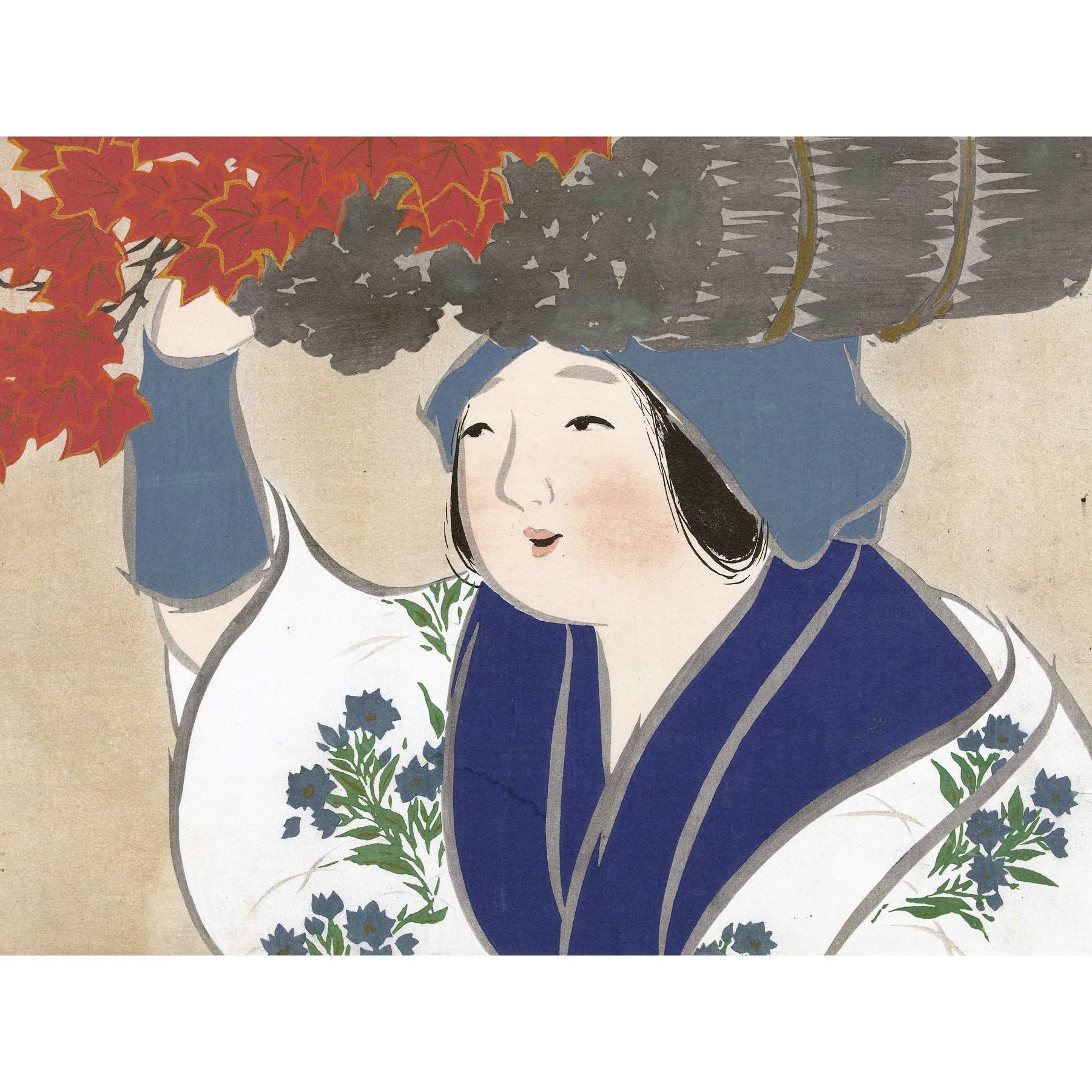 Artery8 Kamisaka Sekka Firewood Saleswoman Japanese Painting Premium Wall Art Canvas Print 18X24 Inch