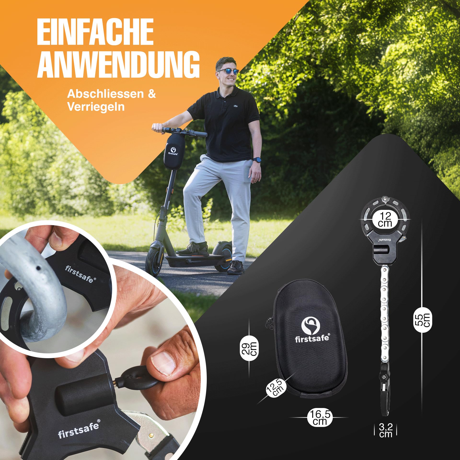 firstsafe Serratura a mano per scooter elettrico,serratura a mano per scooter elettrico,resistente al taglio e con silicone,serratura per scooter elettrico,serratura ideale per scooter elettrico