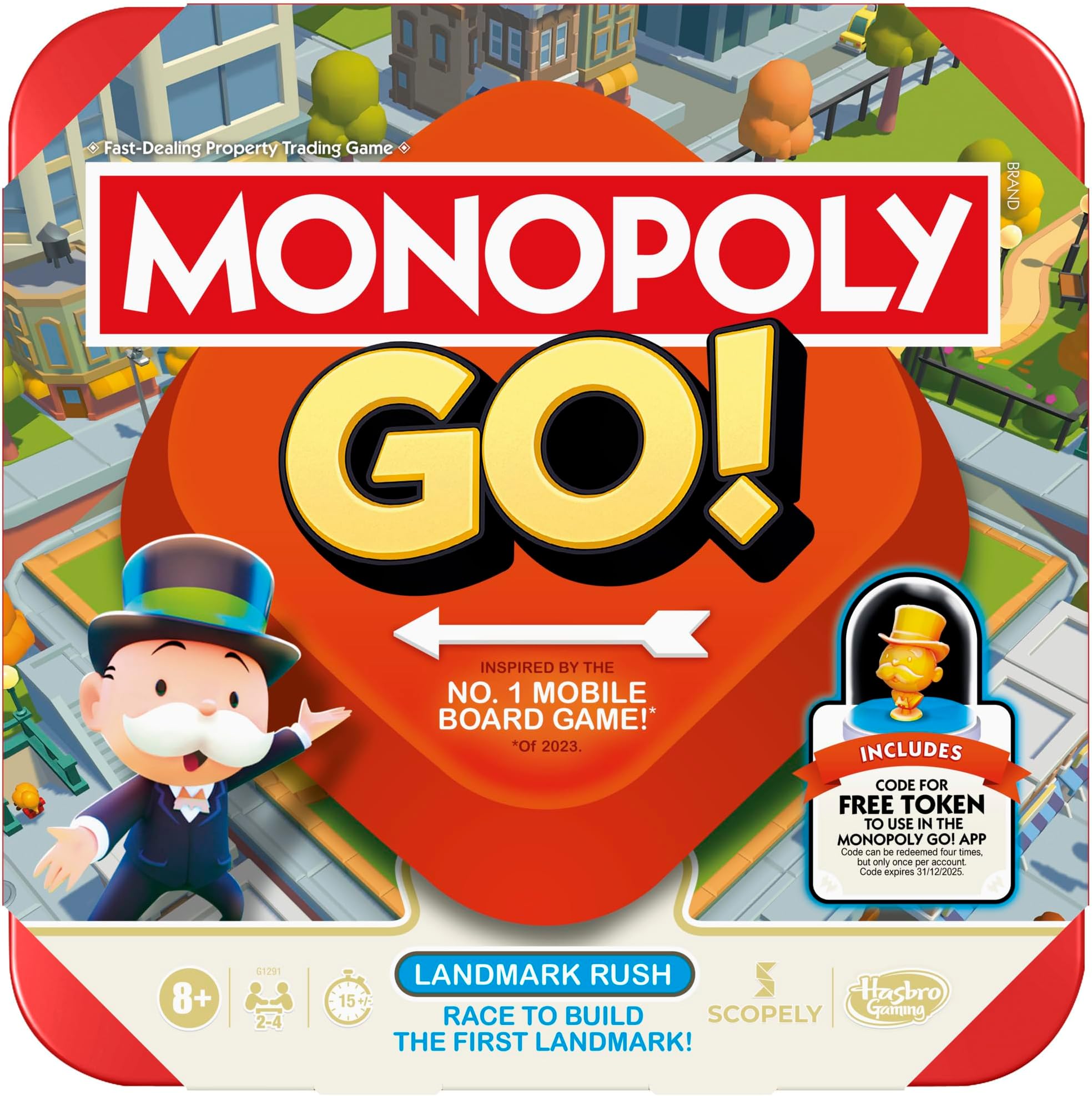 Monopoly GO! Board Game | Inspired by the Popular Mobile Board Game | Ages 8+ | 2-4 Players | 15 Mins. | Family Games | Travel Games for Kids and Adults