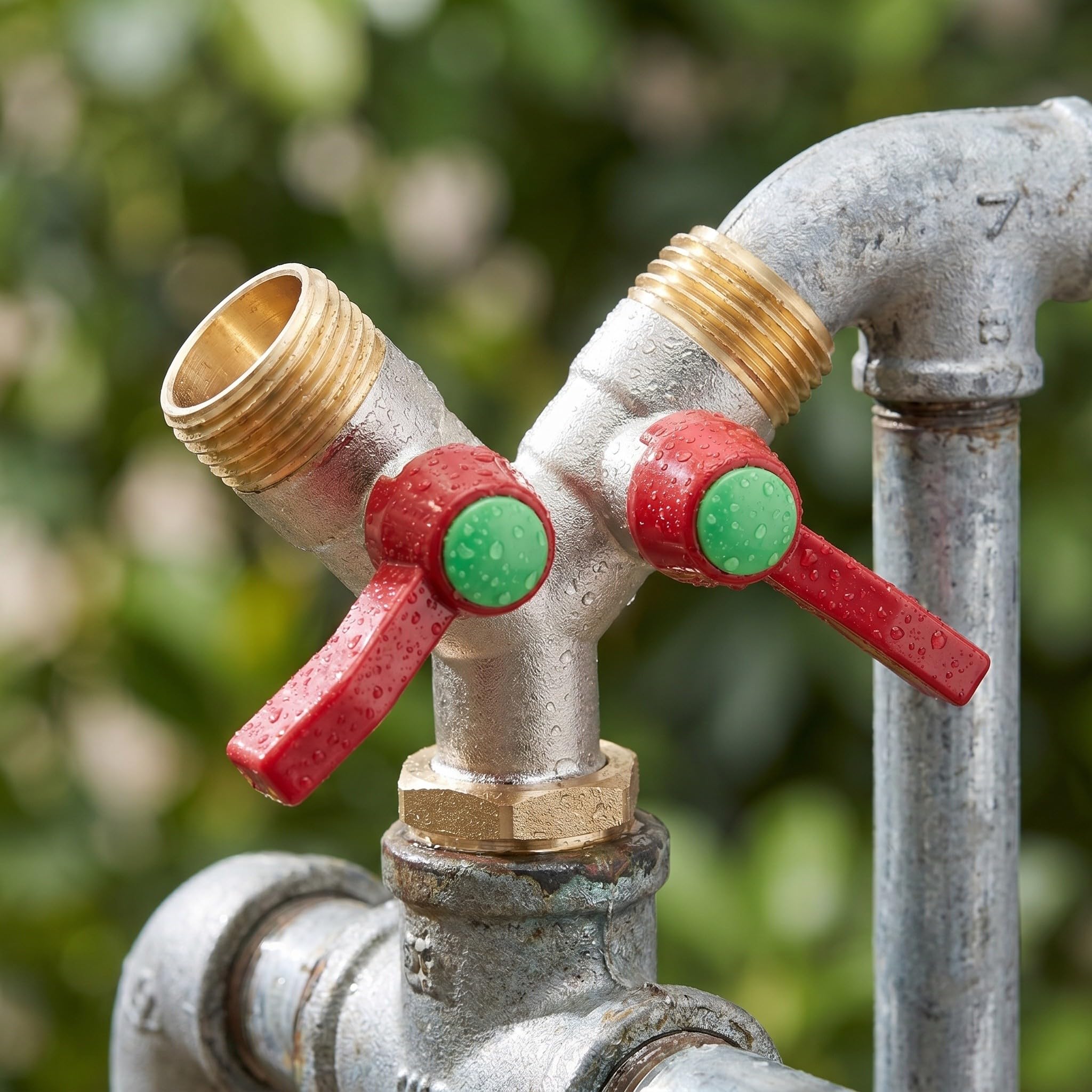 Kisangel 1 Set di sdoppiatore per Tubo Flessibile a 2 Vie - Connettore per Tubo da Giardino a Forma di Y con Doppia valvola di intercettazione per Rubinetto dell'Acqua, Adattatore Resistente