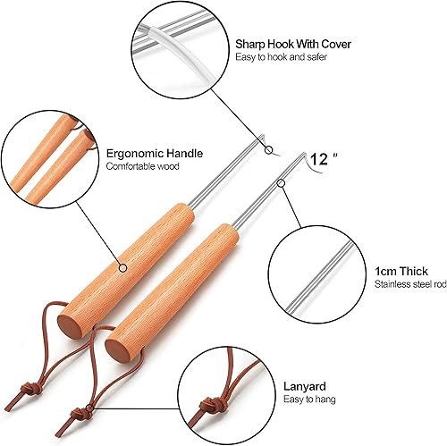 Miniatura 2 de Leonyo Paquete de 2 aletas de coleta para alimentos, aletas de gancho de carne de 12 pulgadas con ejes de acero inoxidable, sustitutos de pinzas