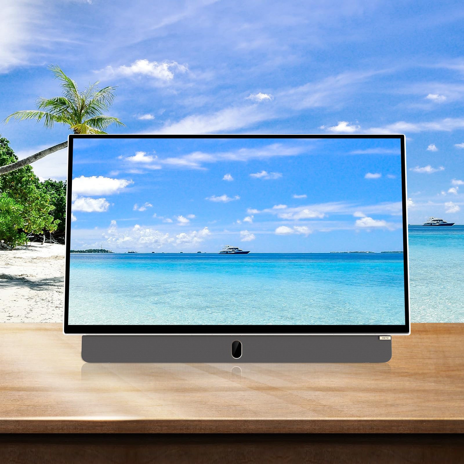 Metz TV Portable 24 Pouces (60 cm) Smart Google TV FHD avec Batterie Intégrée Poignée HDR 10 Chargeur Voiture 12V Ecran Anti-reflet Dolby Audio HDMI USB Bluetooth Wi-FI (24MPE7000 Blanc)
