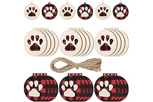 30 Pack Cat and Dog Paw Wood Ornaments for Christmas Tree