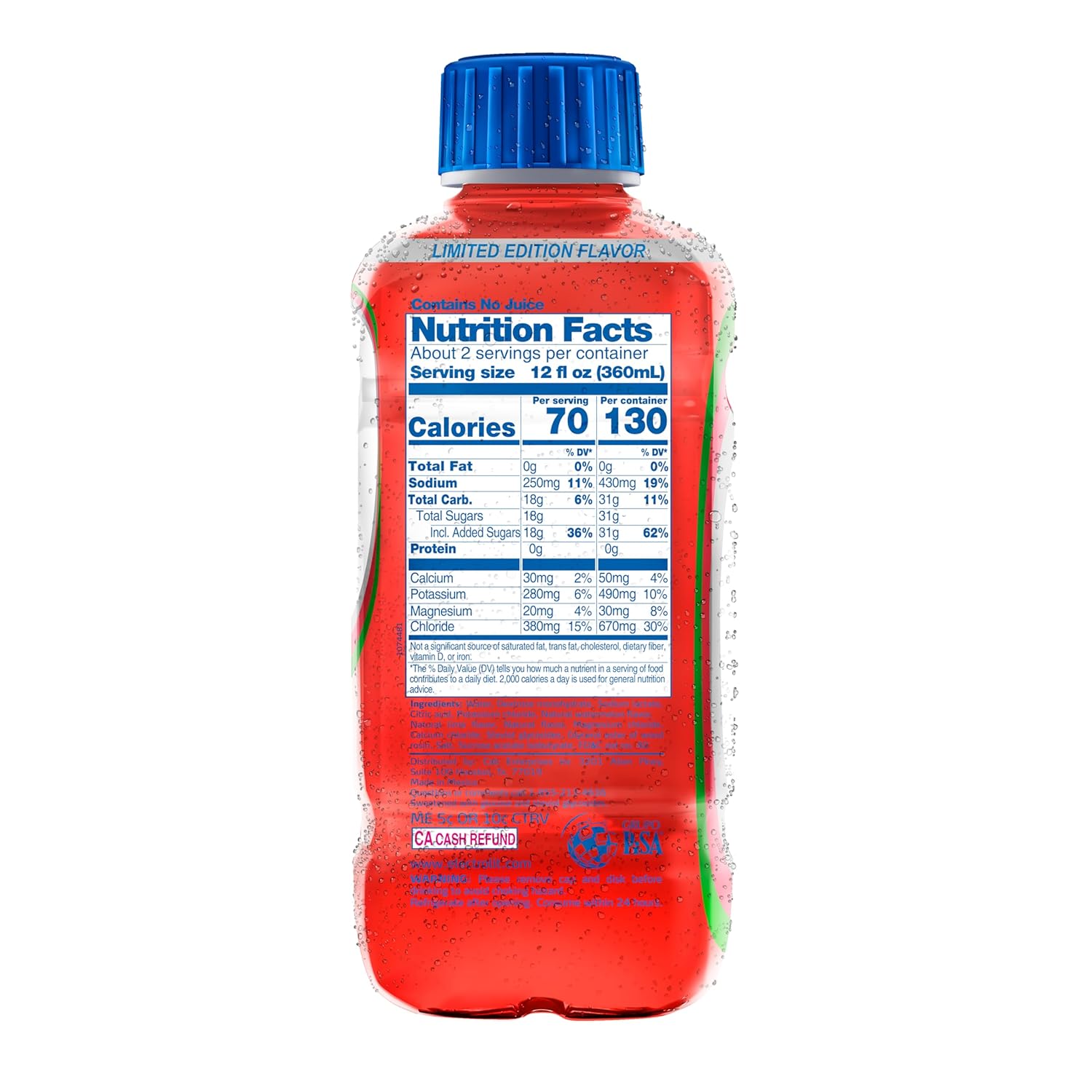 Electrolit, Electrolyte Beverage, Watermelon-Lime, 21 Fl Oz bottle (Pack of 12)