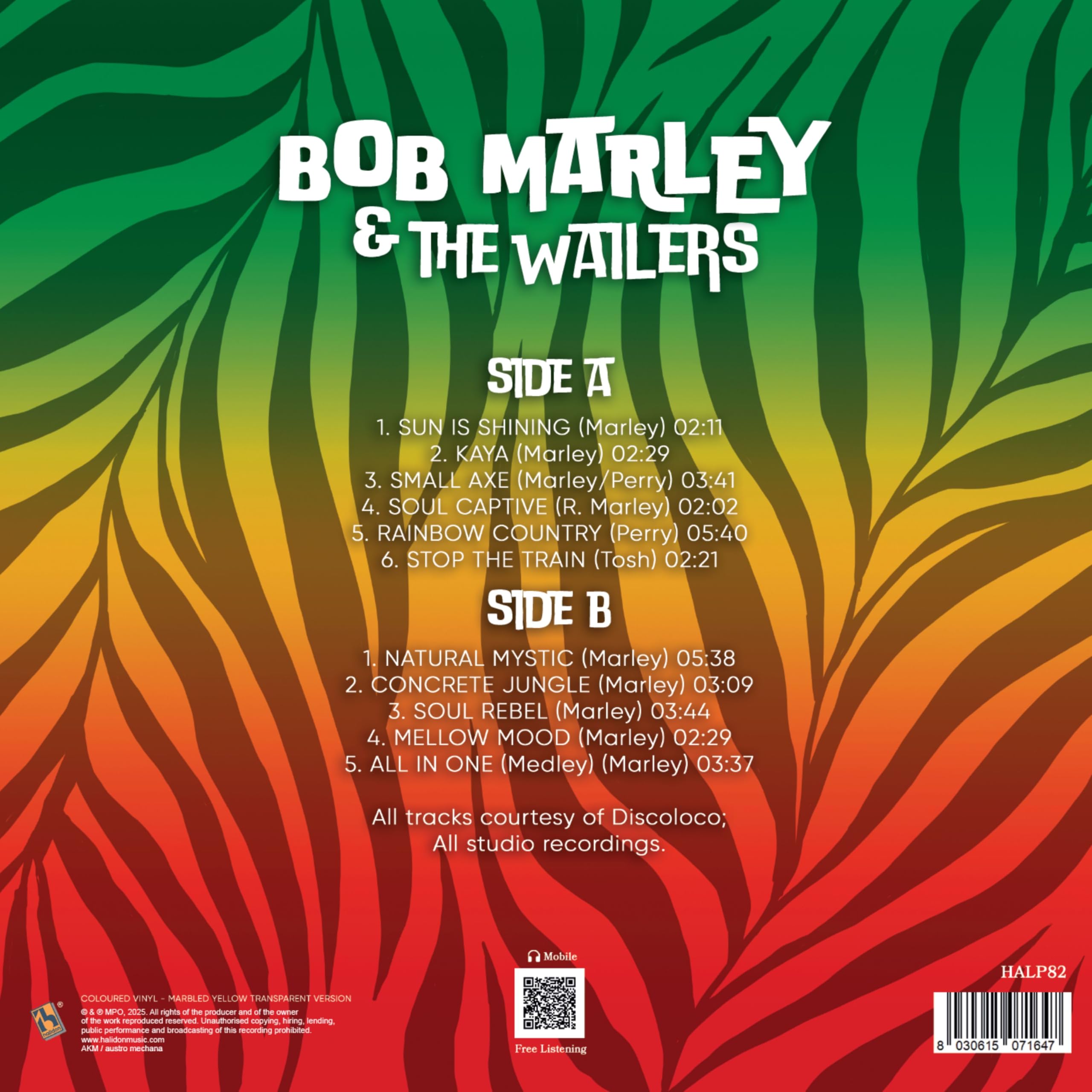 Bob Marley & The Wailers, Vinile Colorato, Giallo Marmorizzato Trasparente, Musica Reggae