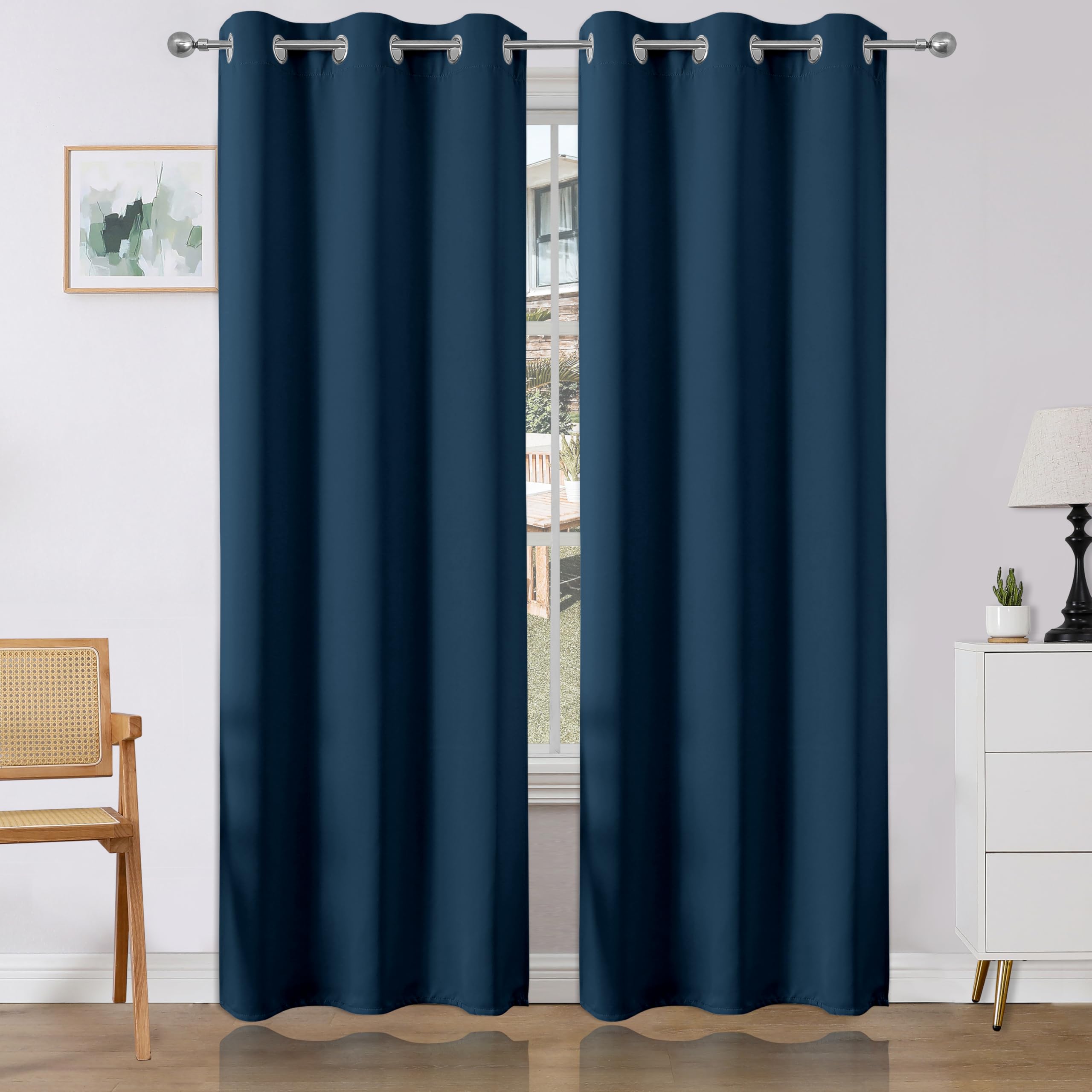 Rideaux occultants isolants thermiques bleu marine 94x213cm salon et chambre