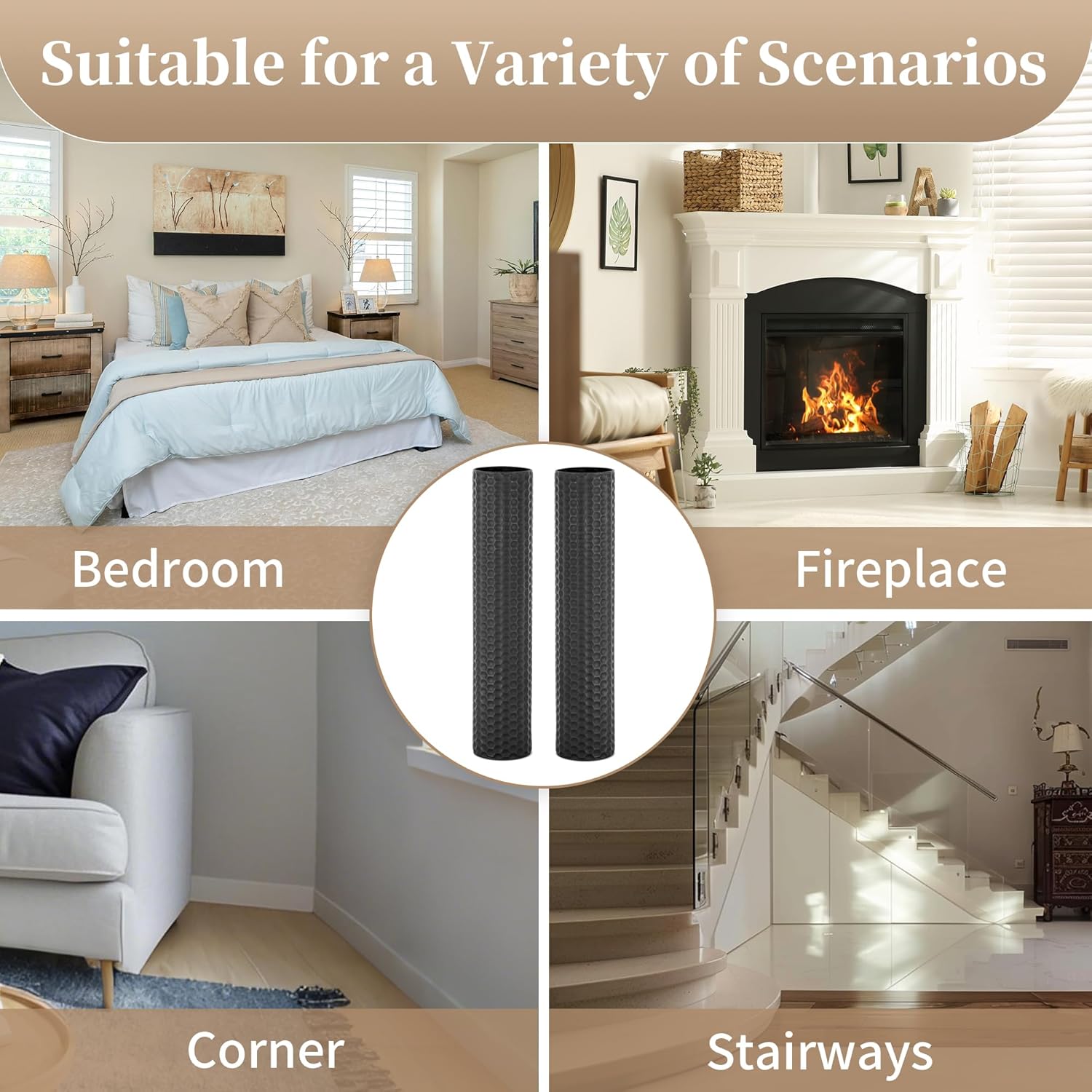 Sziqiqi Black Tall Floor Vase: 27.6in Metal Modern Cylinder Floor Vases for Fireplace with Honeycomb Texture - Set of 2 Large Decorative Vase Home Decor for Living Room Bedroom Home Corner Indoor - Image 8