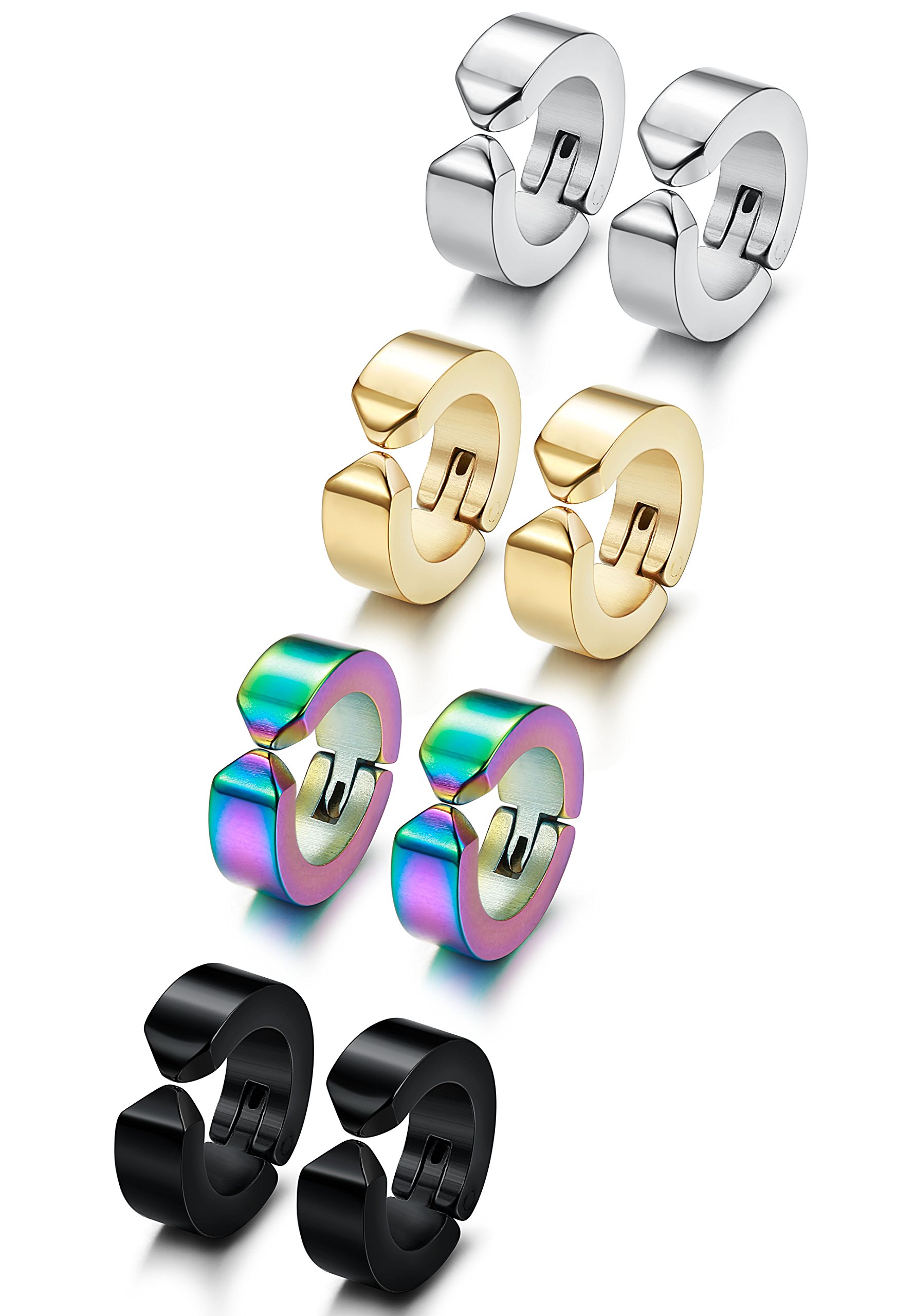 Jstyle Stainless Steel Mens Womens Clip On Earrings Hoop Huggie Non-Piercing 4 Pairs a Set (B06VS64YV3) Amazon Price History, Amazon Price Tracker