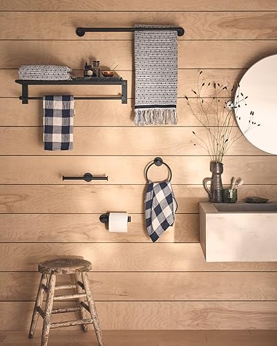 Miniatura 2 de Moen Y5785BL - Anillo de toalla de mano para baño, color negro mate