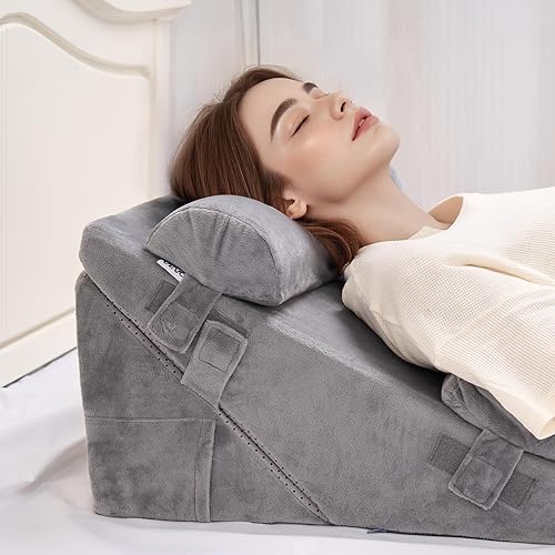 Miniatura 8 de VEVOR Almohada de cuña para dormir, juego de 4 piezas de cuña ortopédica ajustable, soporte para brazo, pierna, cuello, hombros, almohada poscirugía