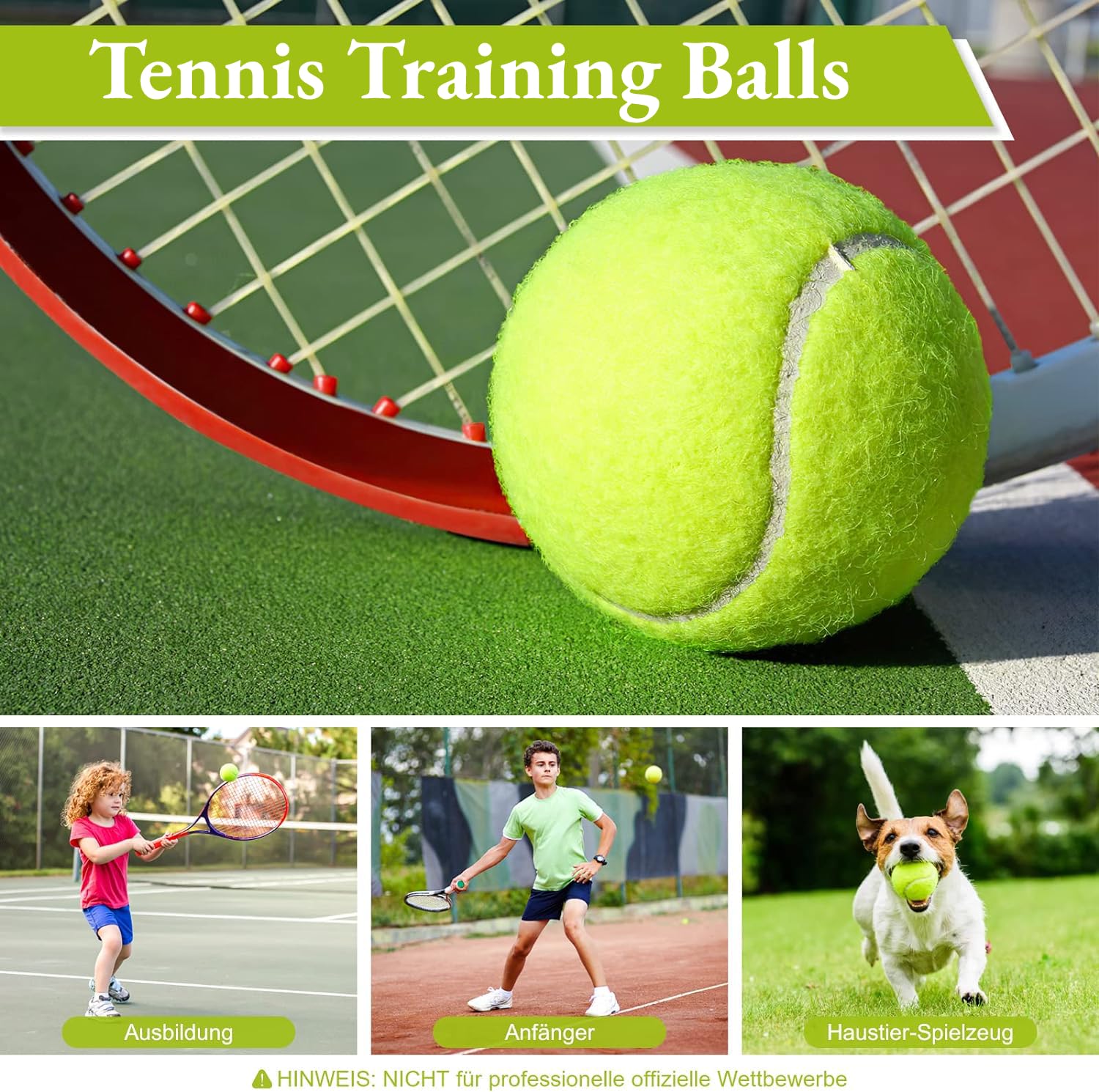 Pelotas de Tenis 6 Piezas, Multicolor, Baja Compresión, Entrenamiento para Principiantes Jóvenes Niños, para Perros