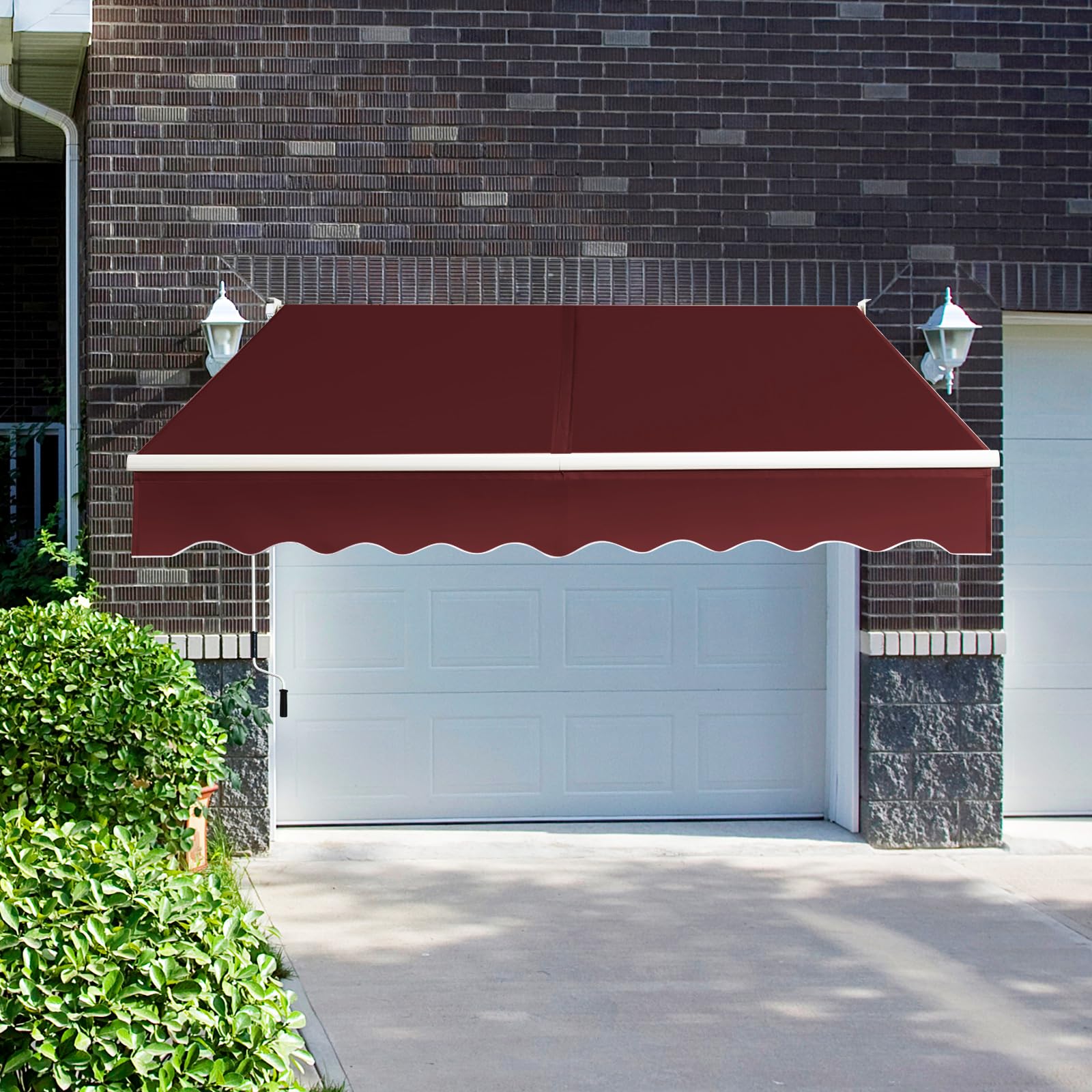 COSTWAY Store Banne Manuel Rétractable de 245 x 200CM Angle Ajustable 40°-100°, Auvent de Terrasse en Aluminium Manivelle Tissu Résistant aux UV et Eau pour Fenêtre Terrasse Balcon (Rouge)