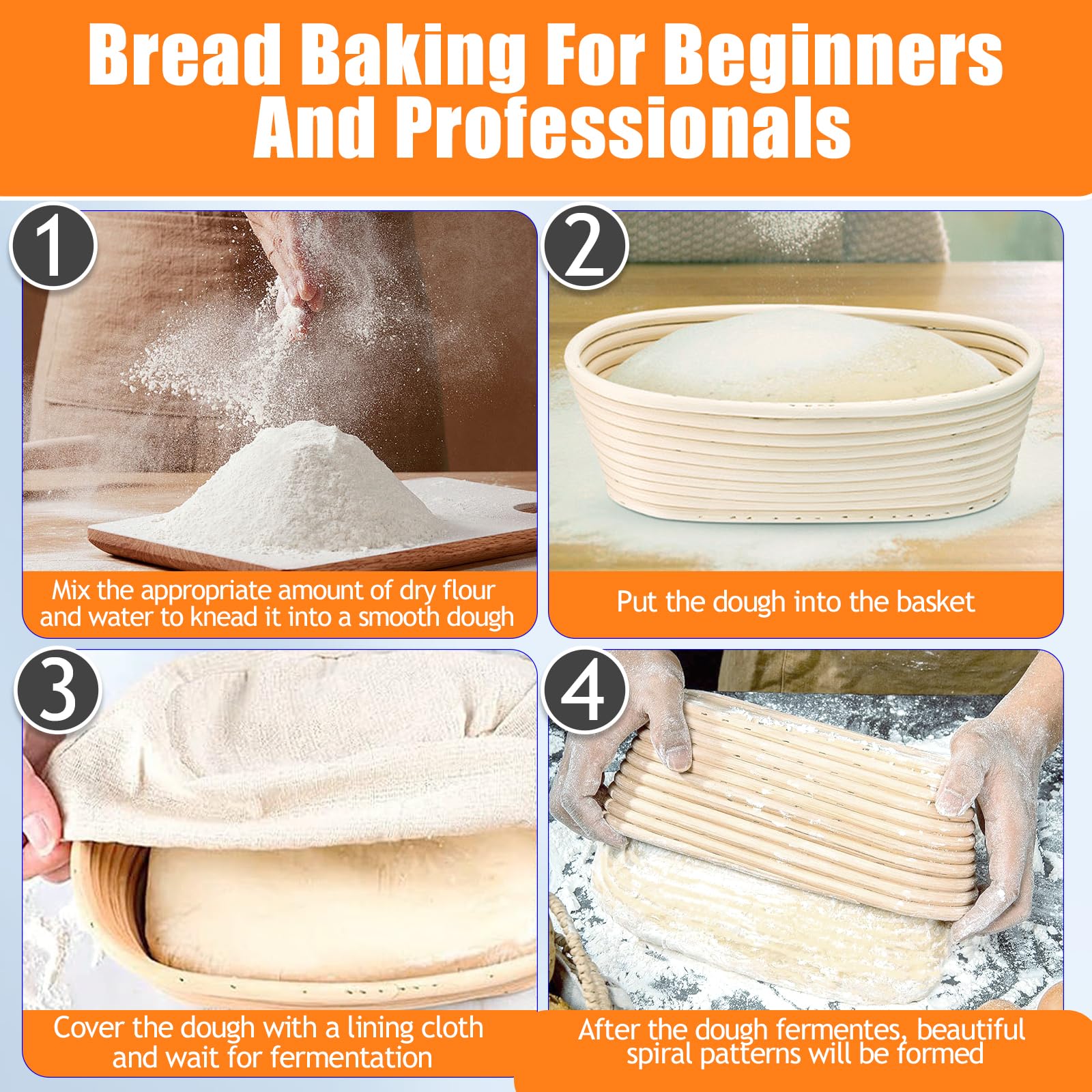 2 Pezzi Cestino Lievitazione Pane con Fodera Tessuto Lino, 25 x 15 x 8cm Cestini Pane Rattan Naturale, Cestino Fermentazione Ovale per Impasto, Cesto Pagnotta per Panettieri Domestici e Professionisti