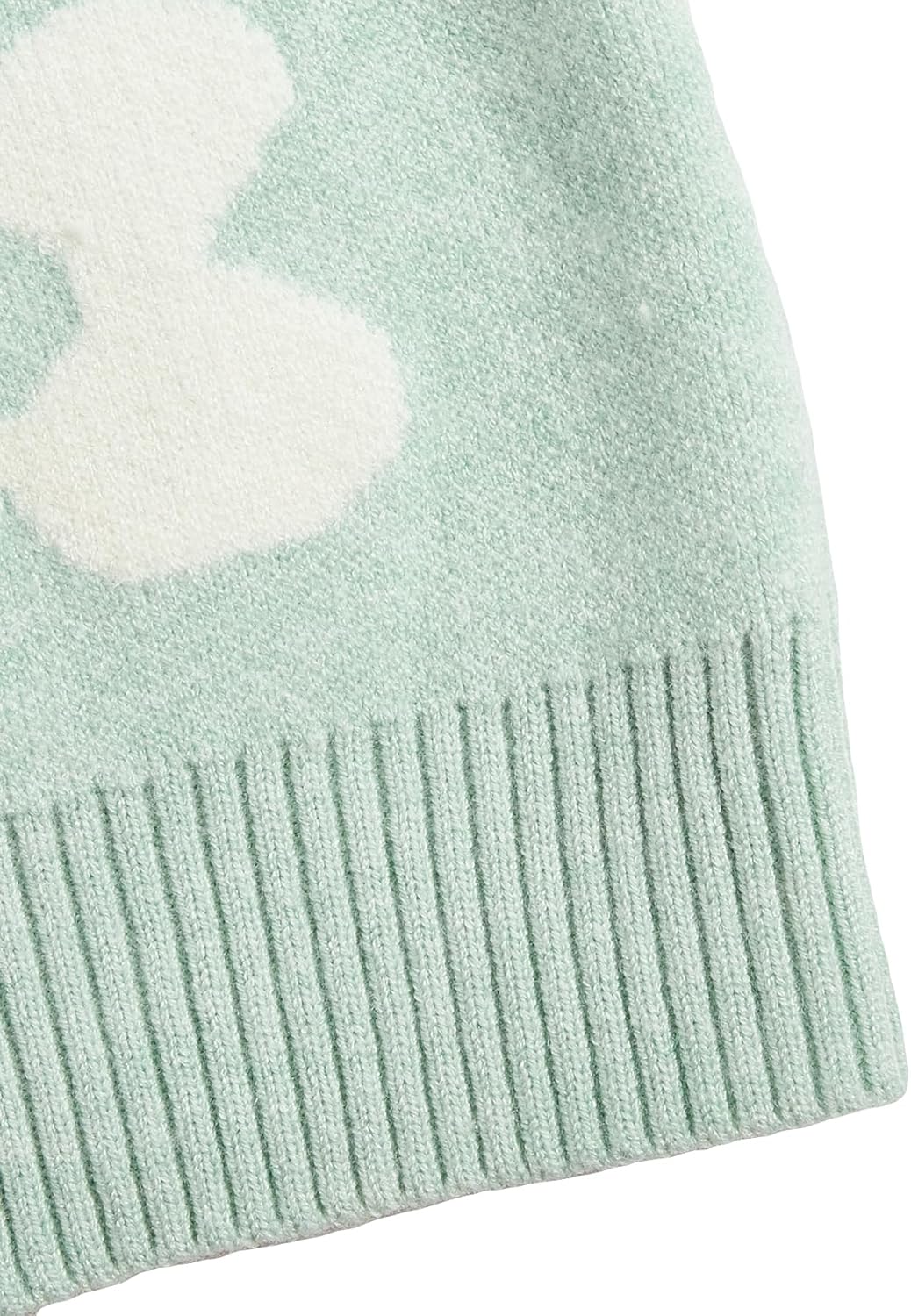 SHENHE Girl's Casual Flower Print Crewneck Long Sleeve Pullover Sweater Jumper Tops Blue 10Y - Image 4