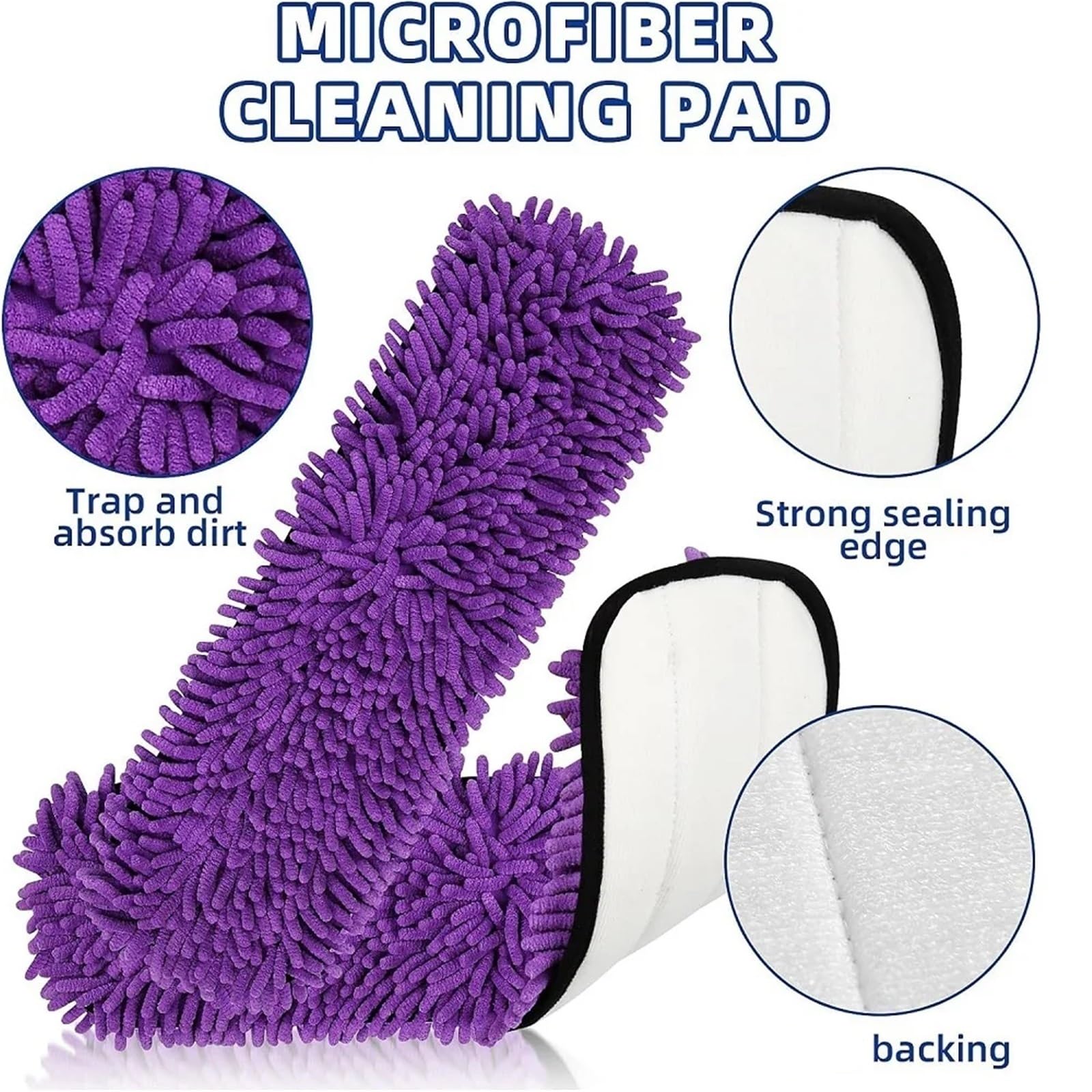 Mop Pads Almohadillas de Repuesto Reutilizables for trapeador, for Limpiar Pisos de Madera y Superficies múltiples, Almohadillas de Microfibra Lavables