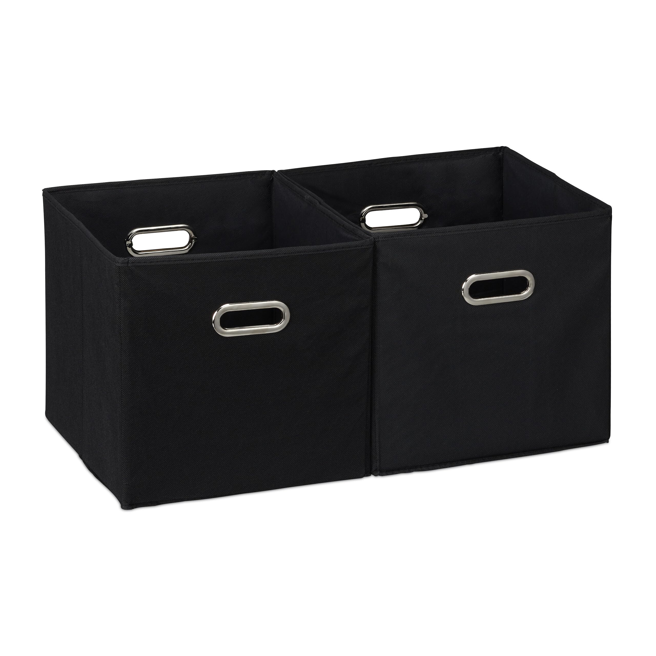 Boîtes de rangement pour étagère cubes pliables noirs 32x33 cm salon et bureau