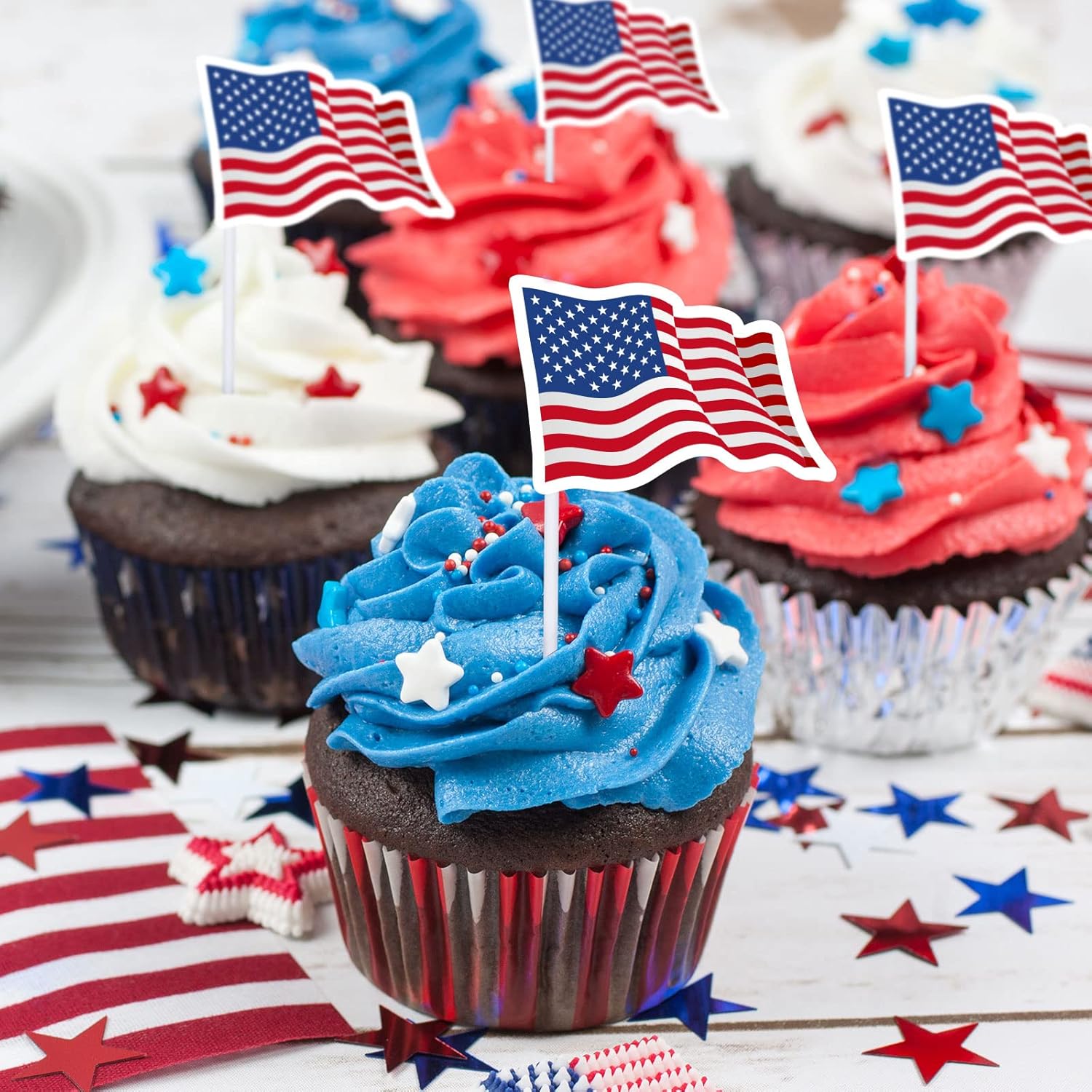 Whaline 1000Pcs American Flag Stickers Patriotic USA Flag Sticker 4th of July Red White and Blue Seal-Adhesive Seals Labels Stickers for Independence Day Memorial Day Kids Reward Card Envelope Gift - Image 4