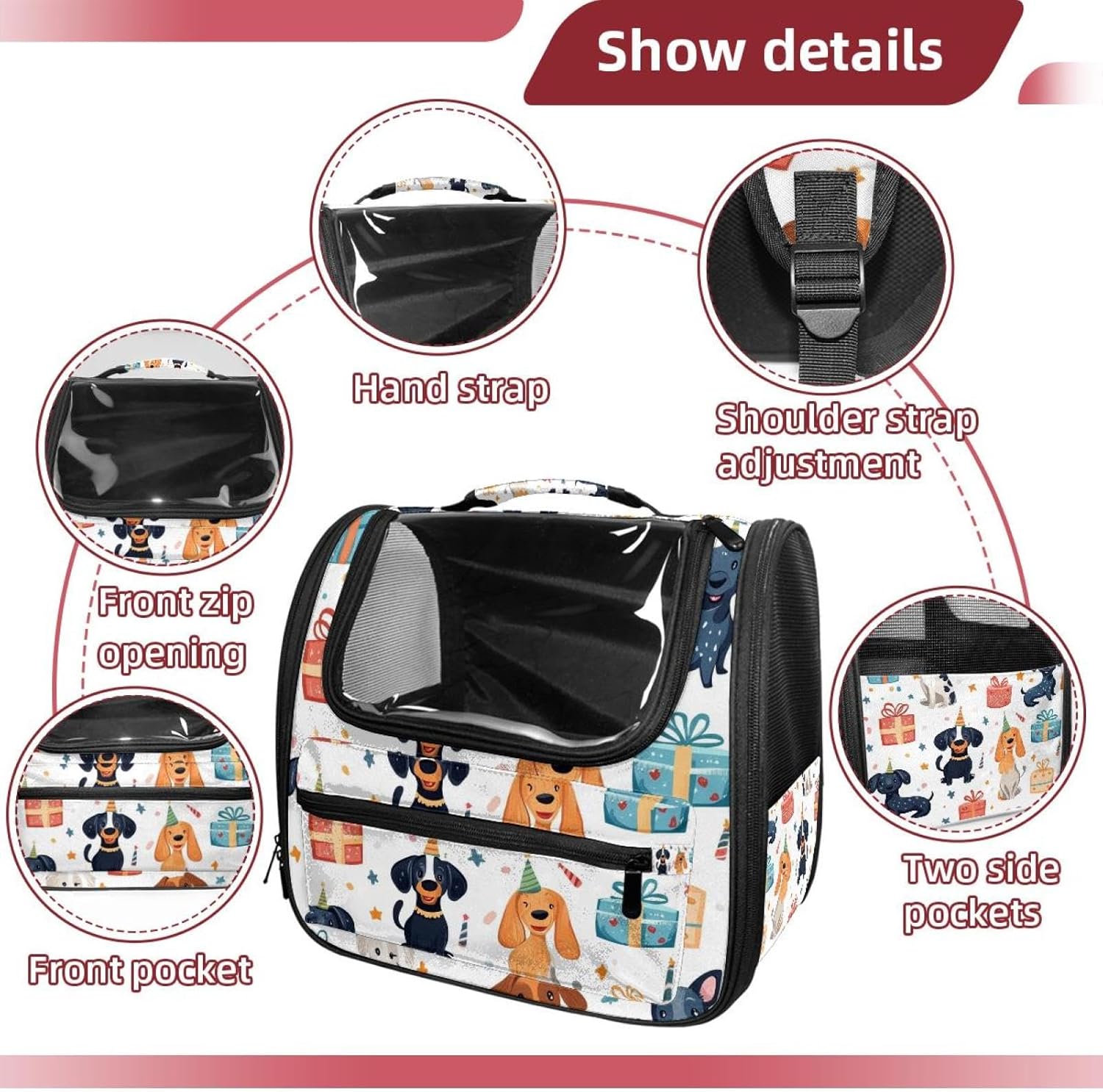 Cute Funny Dogs and Gifts (15) Pet Carrier Airline Approved Soft Sided Portable Cozy Travel Pet Bag, Car Seat Safe Carrier for Cats and Dogs
