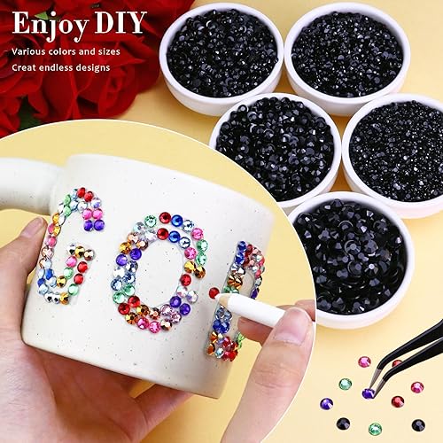 Vista 61 de 4500PCS Resin Flatback Rhinestone, 2mm 3mm 4mm 5mm 6mm Lemon Yellow Flatback Rhinestones for Tumblers, Nails Art, Mugs, Bottles, Craft Decoration