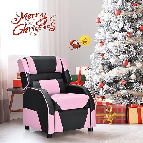 Miniatura 16 de Costzon Silla reclinable para niños, silla reclinable para juegos con reposapiés, reposacabezas y soporte lumbar, silla ergonómica de cuero para
