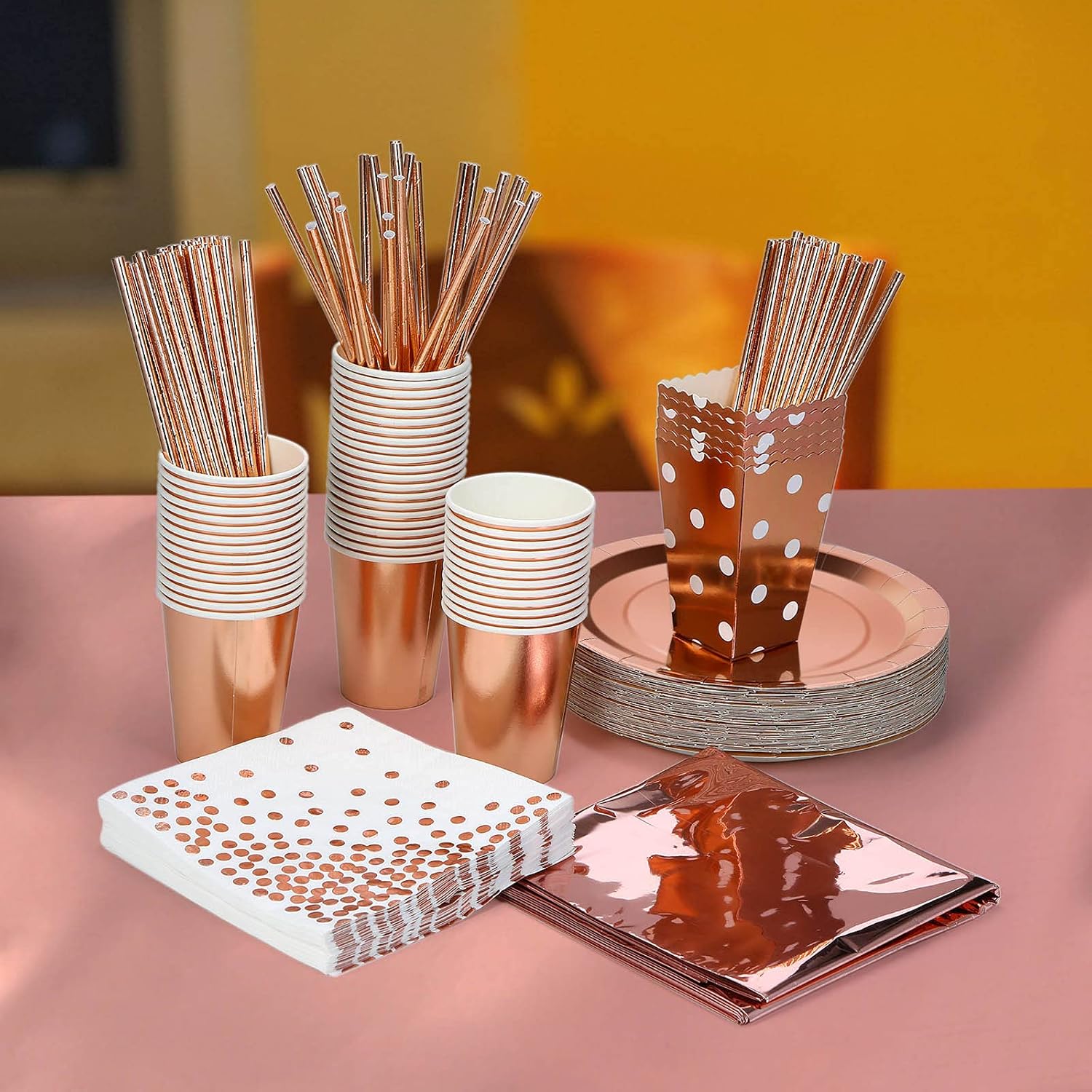 Decorations Et Accessoires De Fete Vaisselle Festnight 139 Pieces Vaisselle Jetable Anniversaire Assiette Anniversaire Or Rose Tasses En Papier Assiettes Serviettes De Table En Paille Couverture De Table Pour Mariages Anniversaires Fete Levadadigital