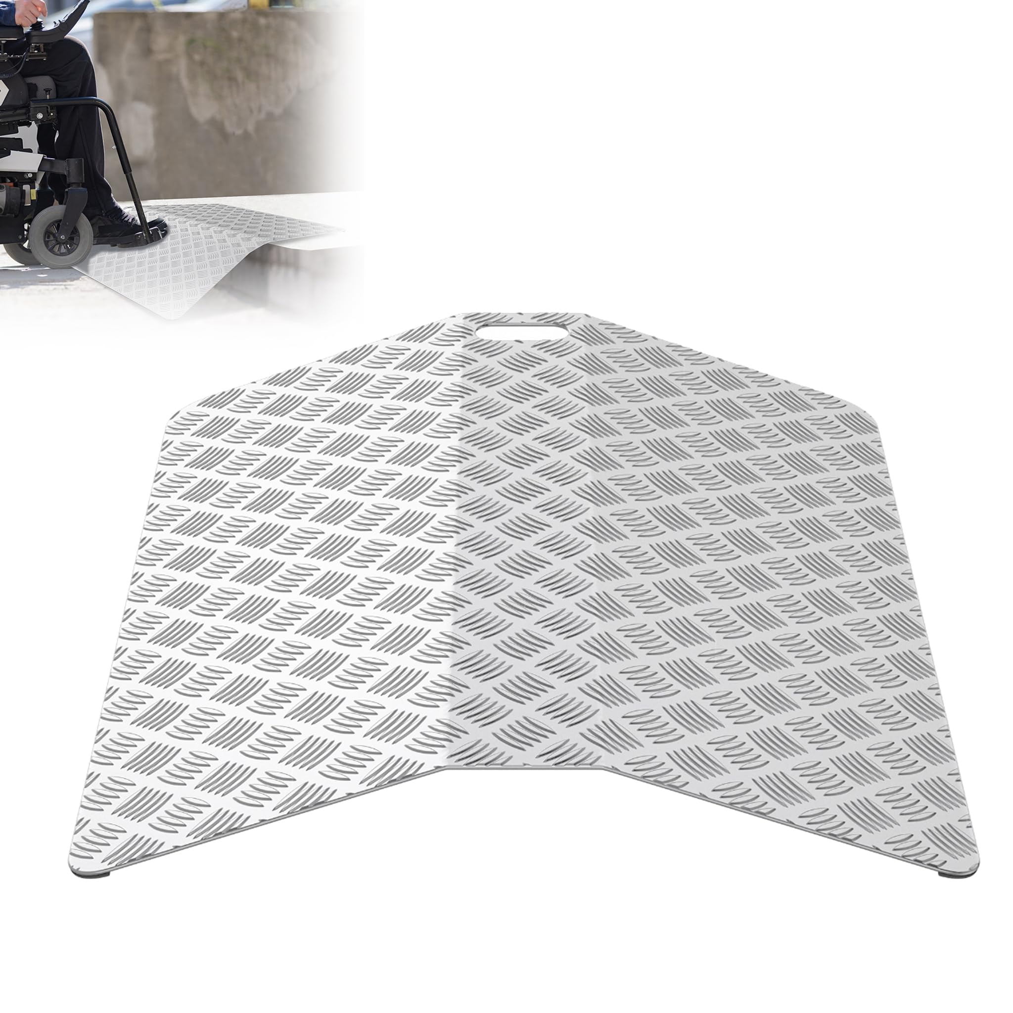 XMTECH Rampa de umbral para silla de ruedas de aluminio, rampa de puente, rampa de umbral de puerta, capacidad de carga 270 kg, 100 cm de longitud